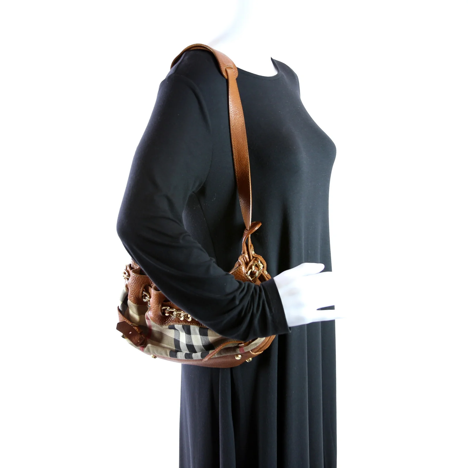 House Check Margaret Small Shoulder Bag Brown - Image 12