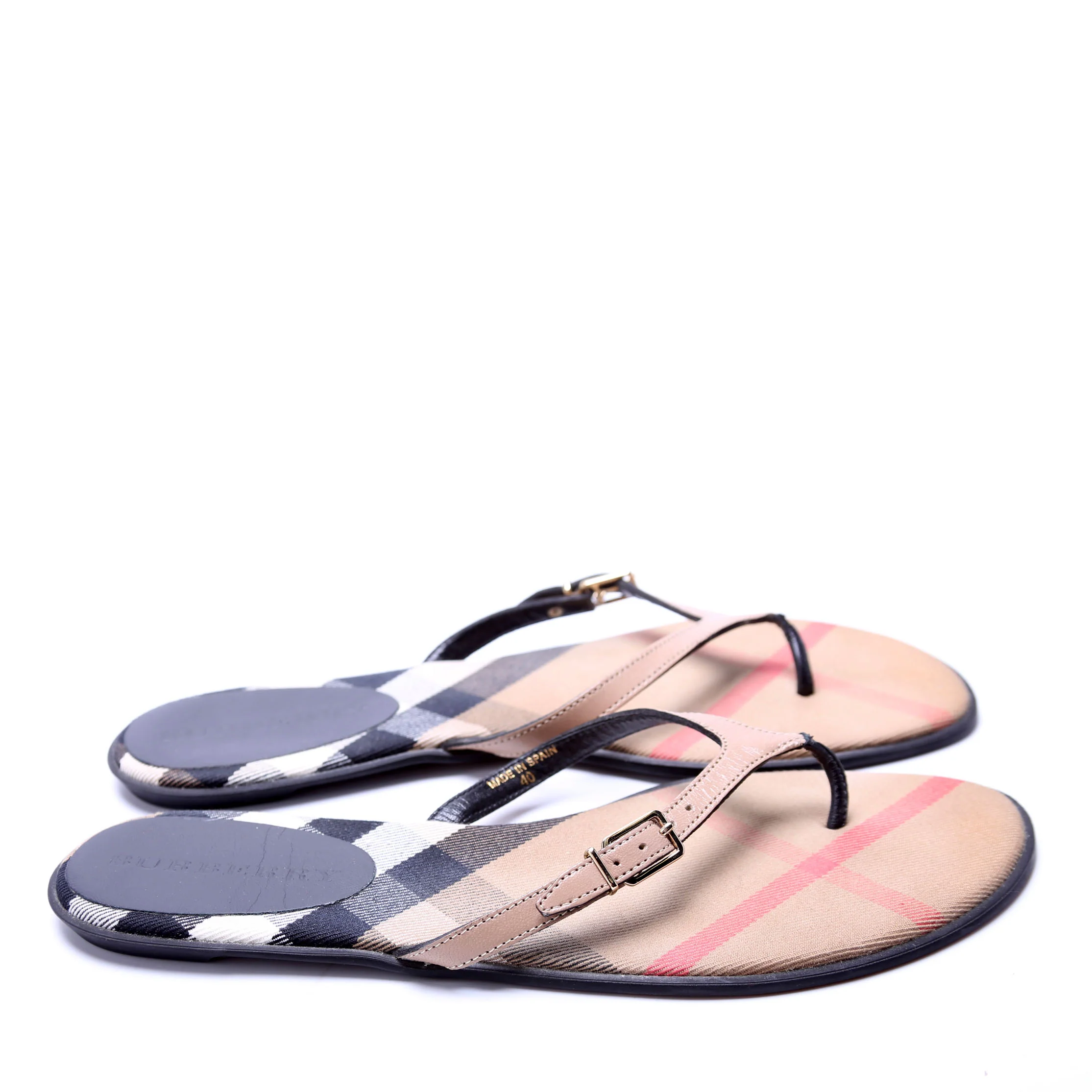 House Check T-Strap Sandals Size 40 Tan - Image 3