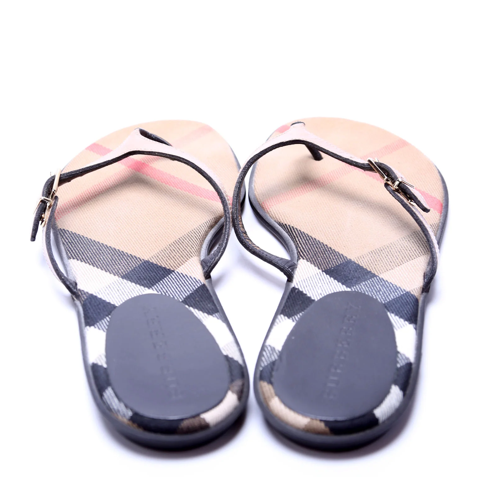 House Check T-Strap Sandals Size 40 Tan - Image 4