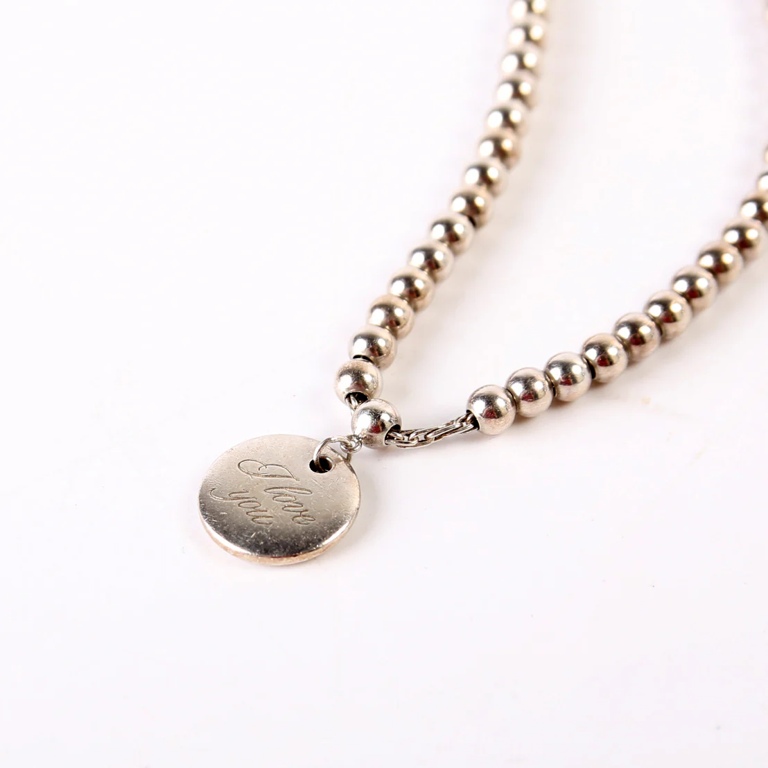 "I Love You" Round Bead Tag Bracelet 925 - Image 3