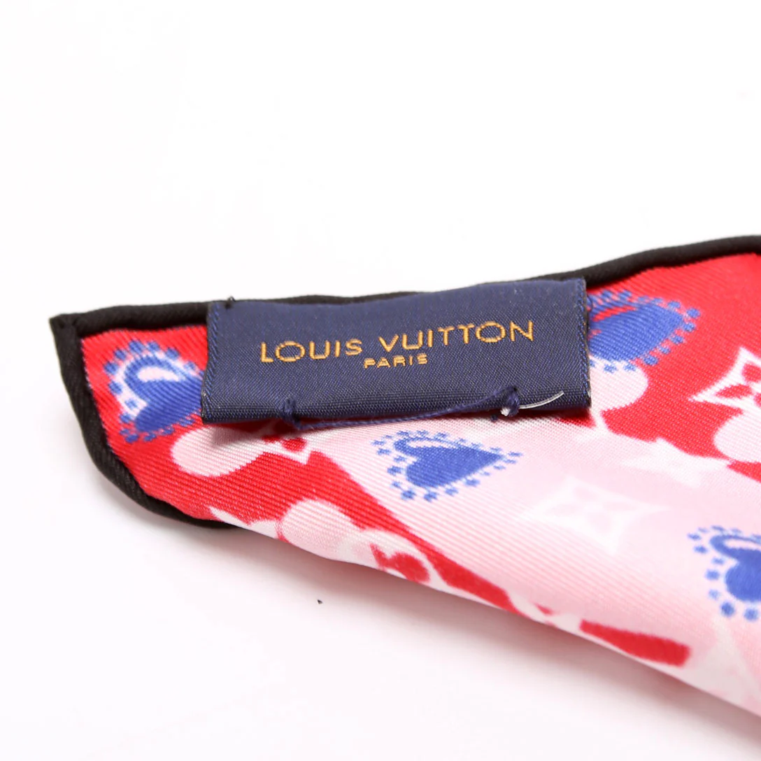 'I LV U' Square 45 Silk Scarf Red/Multicolor - Image 5