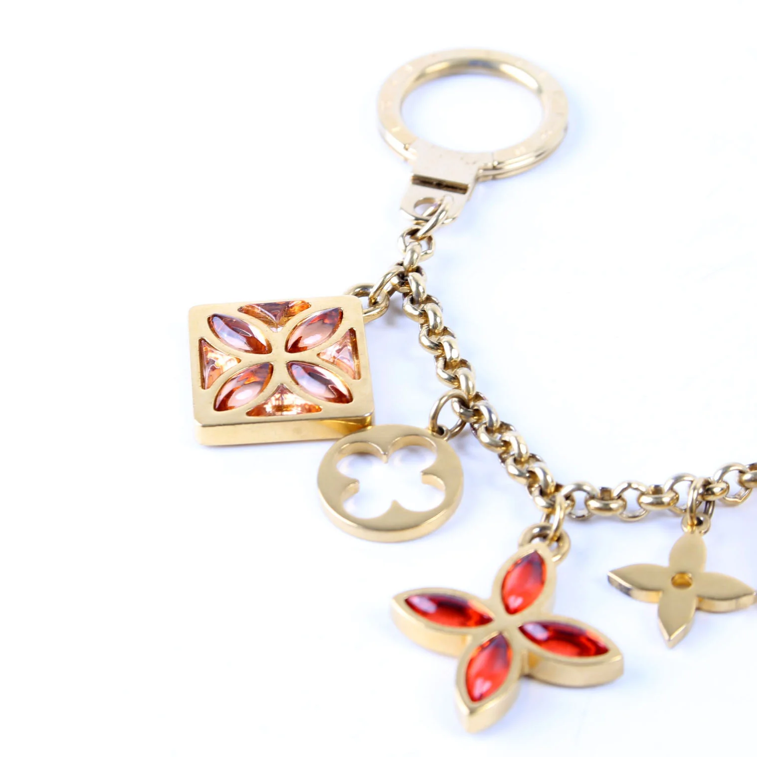 Ice Flower Key Chain Bag Charm Gold/Multicolor - Image 3