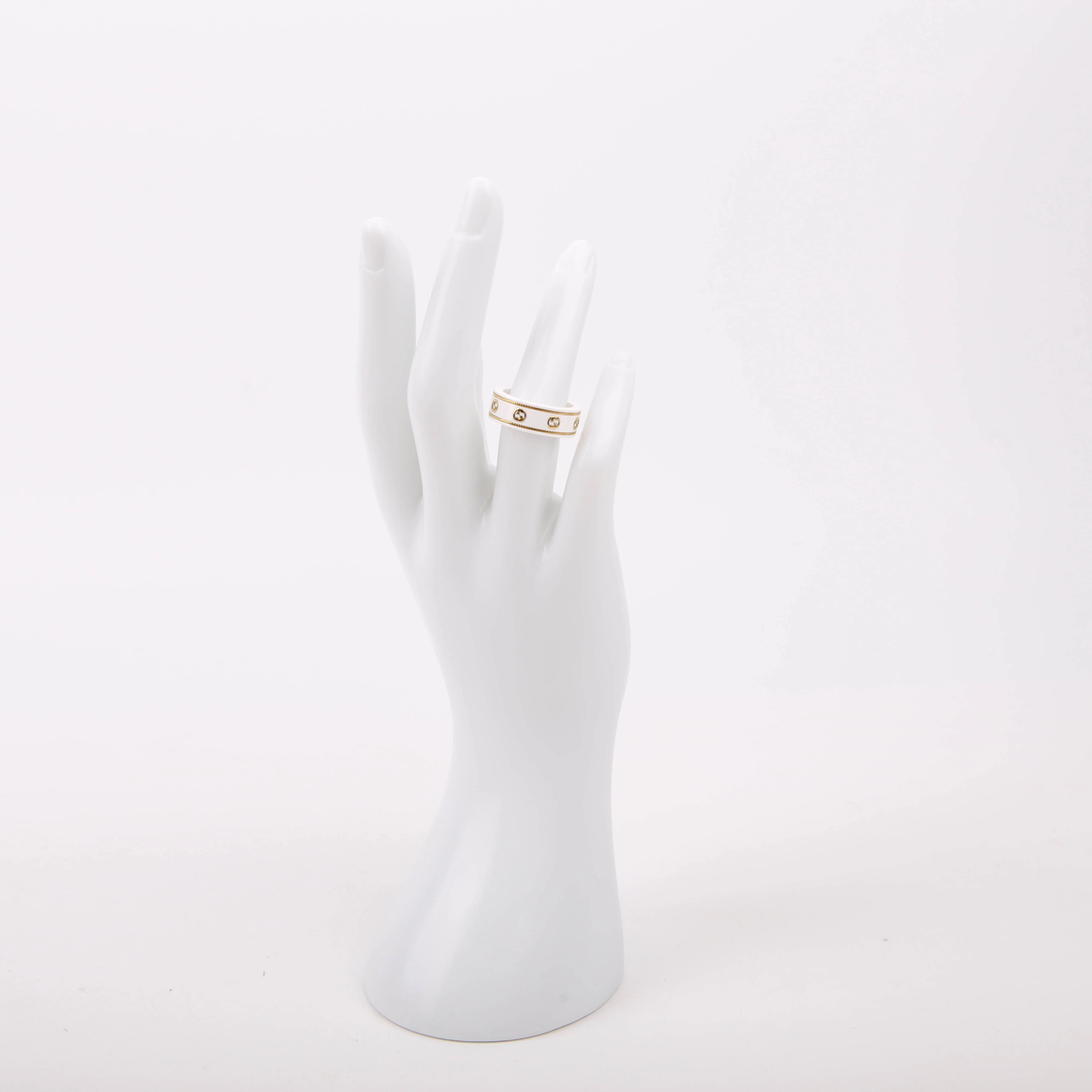 Icon GG Band Ring 18K Gold Size 6.75 White - Image 4
