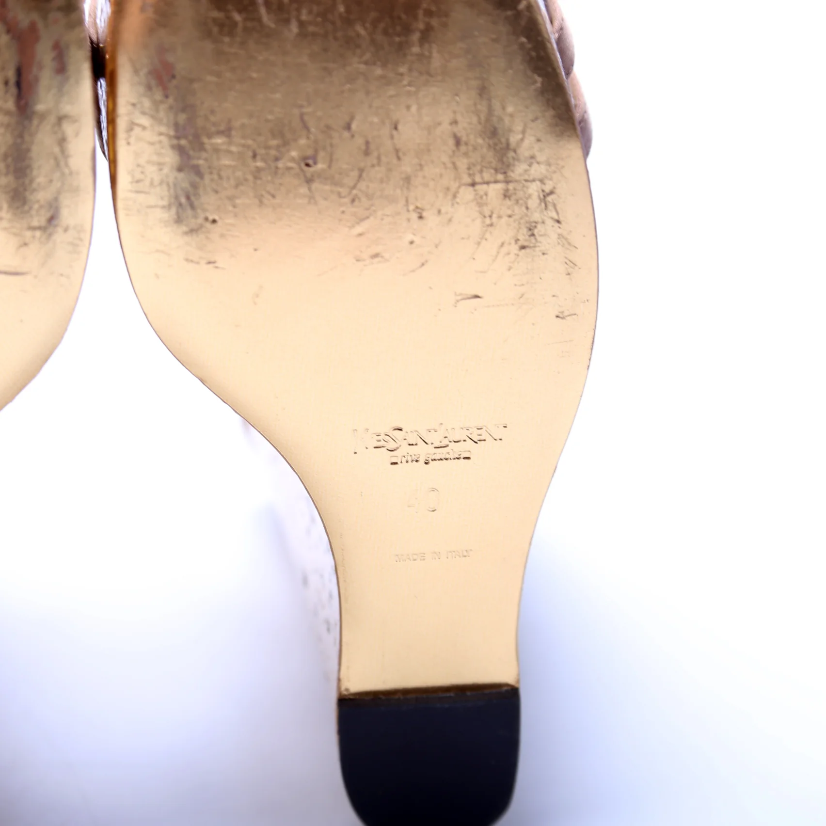 Idole 100MM Satin Slingback Wedges Size 40 Gold - Image 7