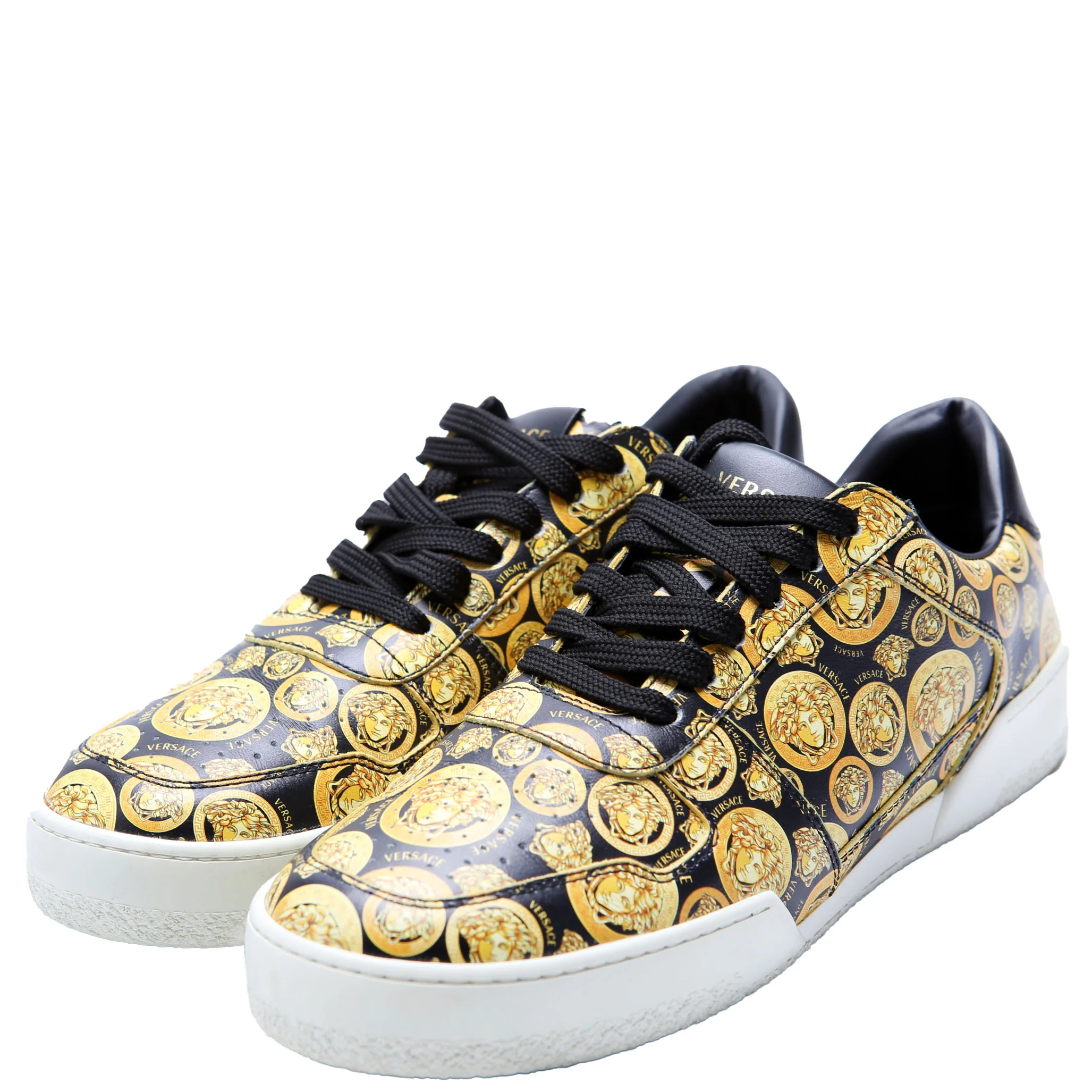 Ilus Medusa Amplified Leather Sneakers Size 39 Gold/Black