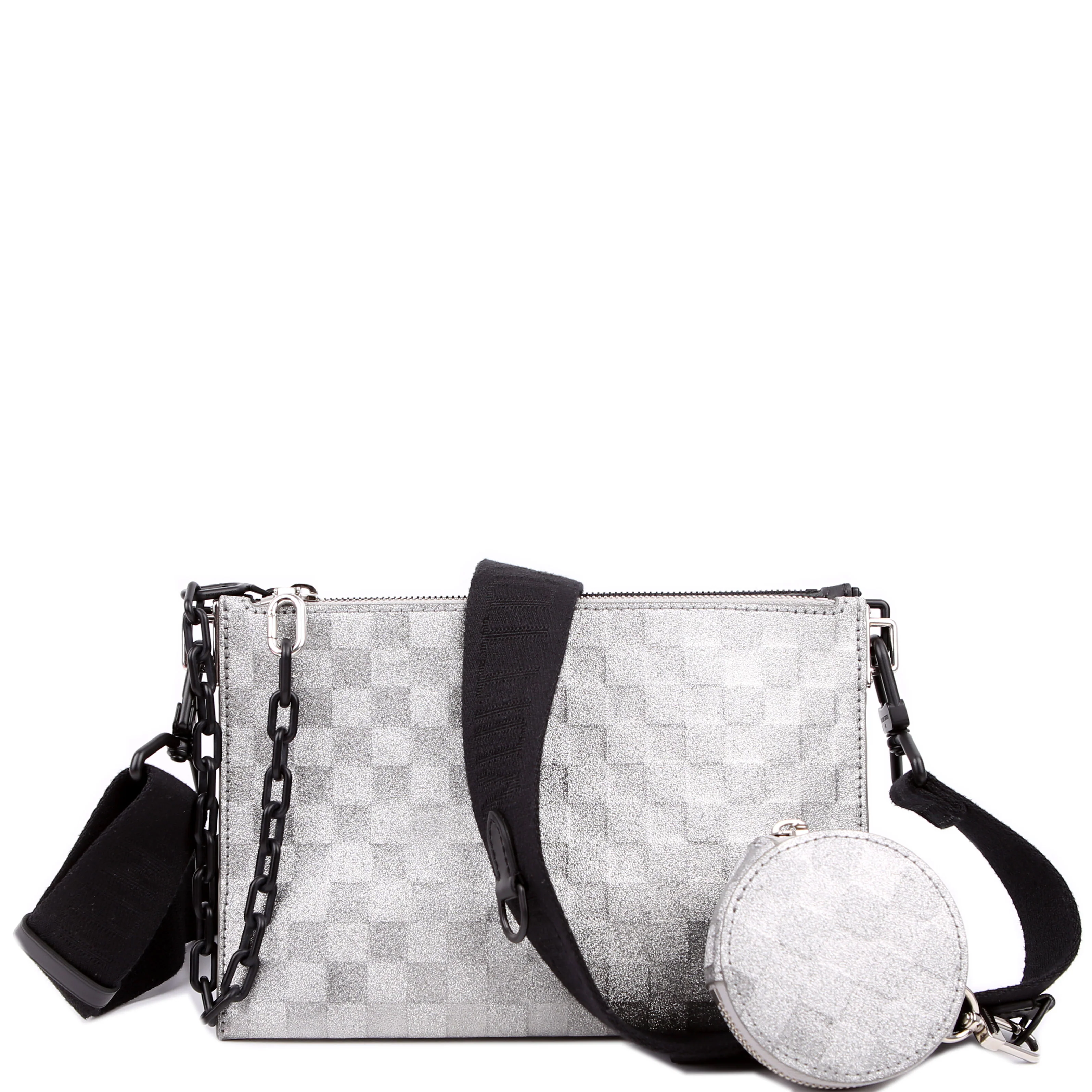 In The Loop Trio Pouch Damier Glitter Black/Silver