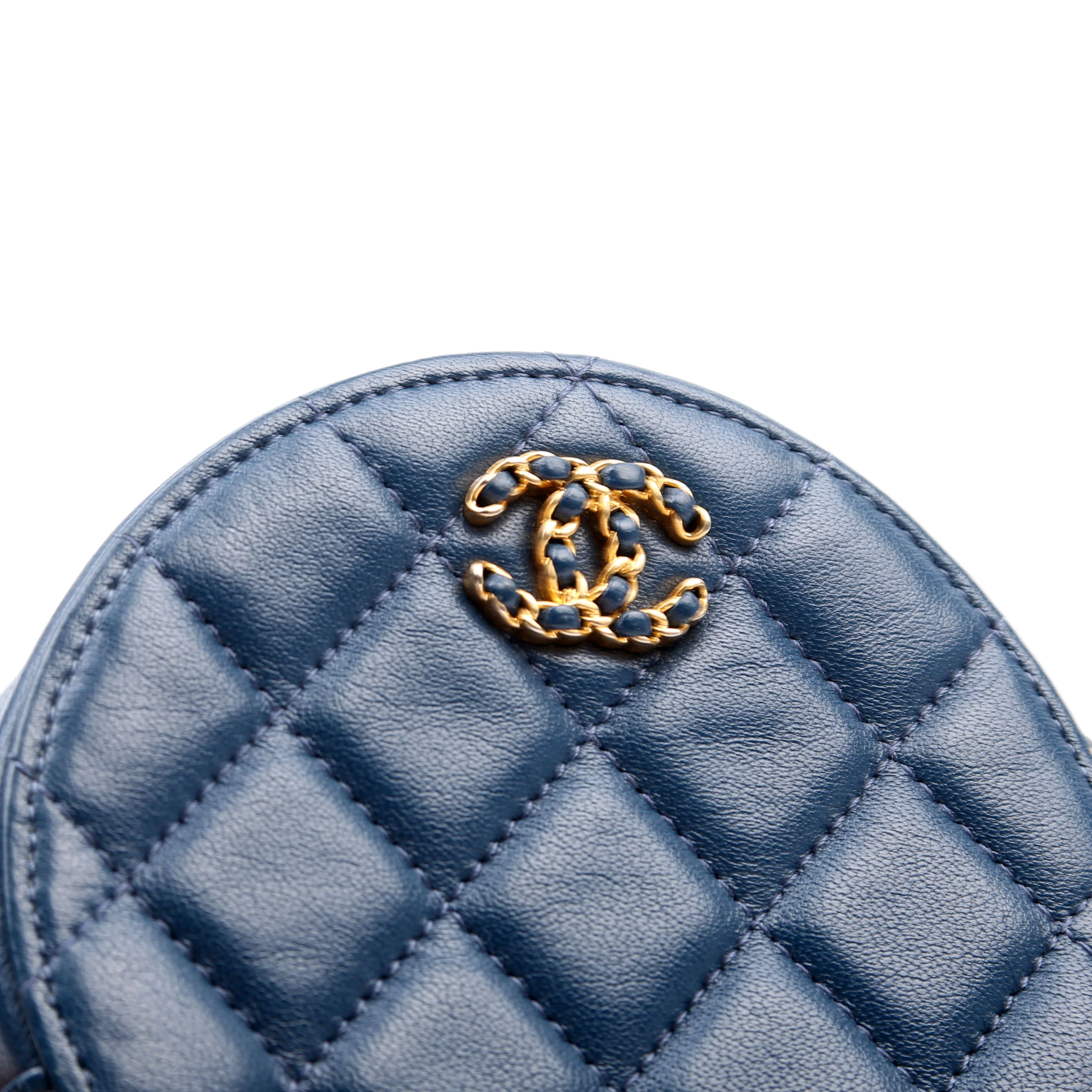 Infinity Round Clutch With Chain Quilted Lambskin 28M Blue - Image 8