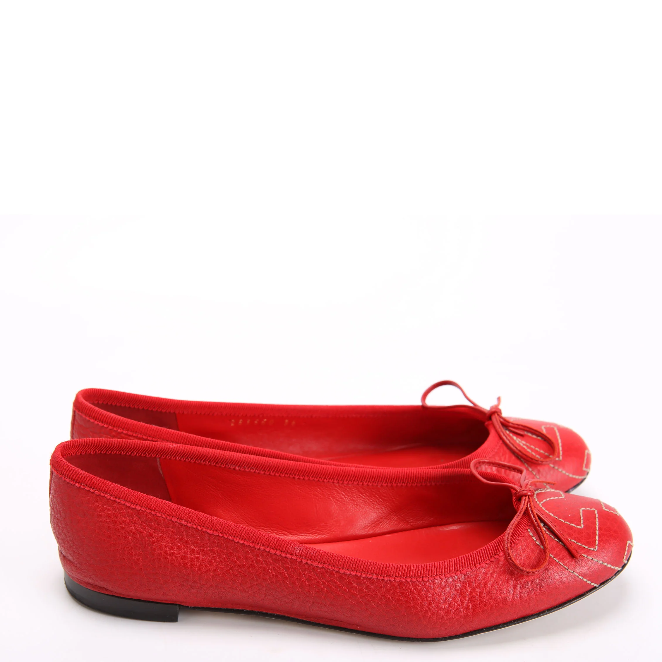 Interlocking G Ballet Flats Size 36 Red - Image 3