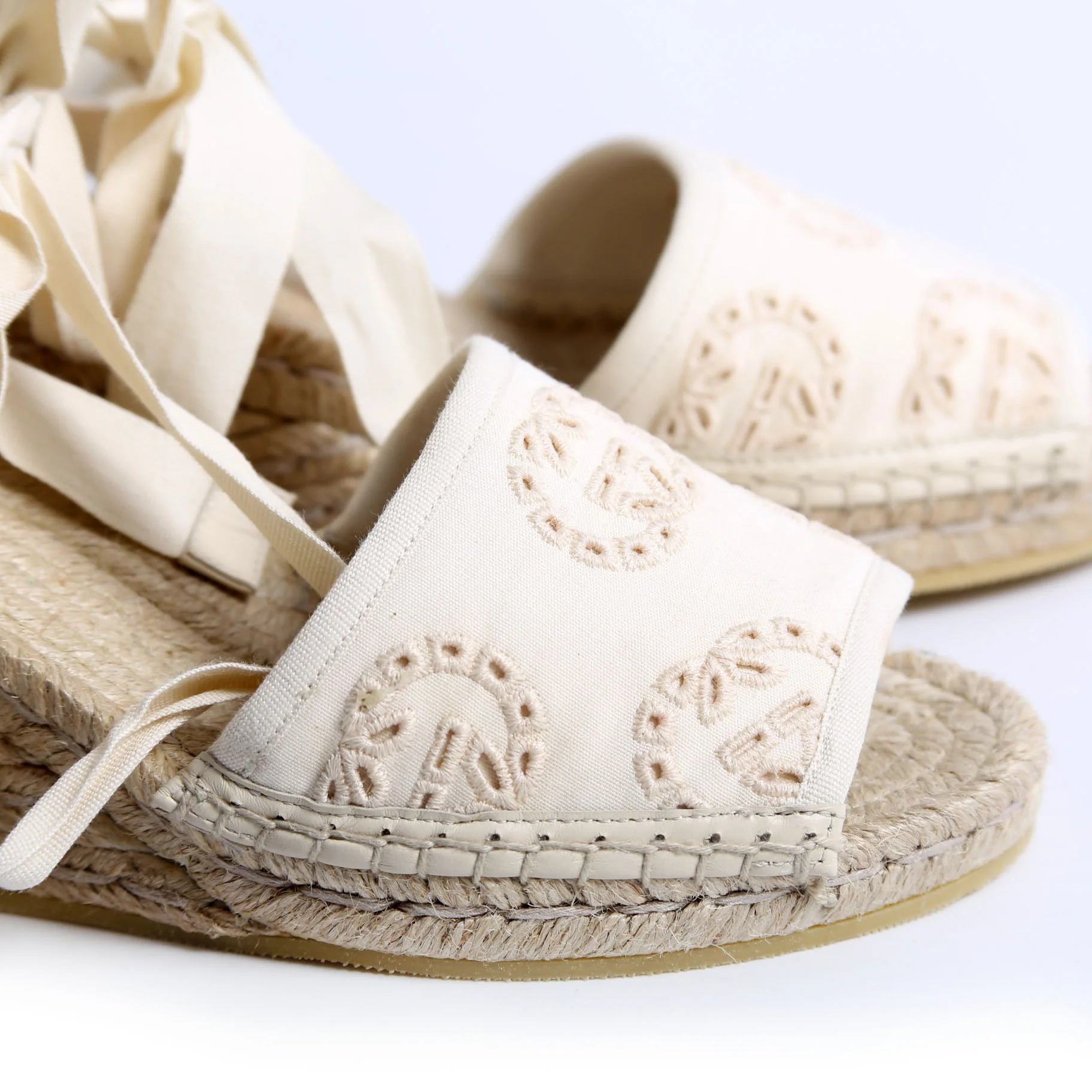 Interlocking G Damita Espadrille Wedges Size 36 Beige - Image 11