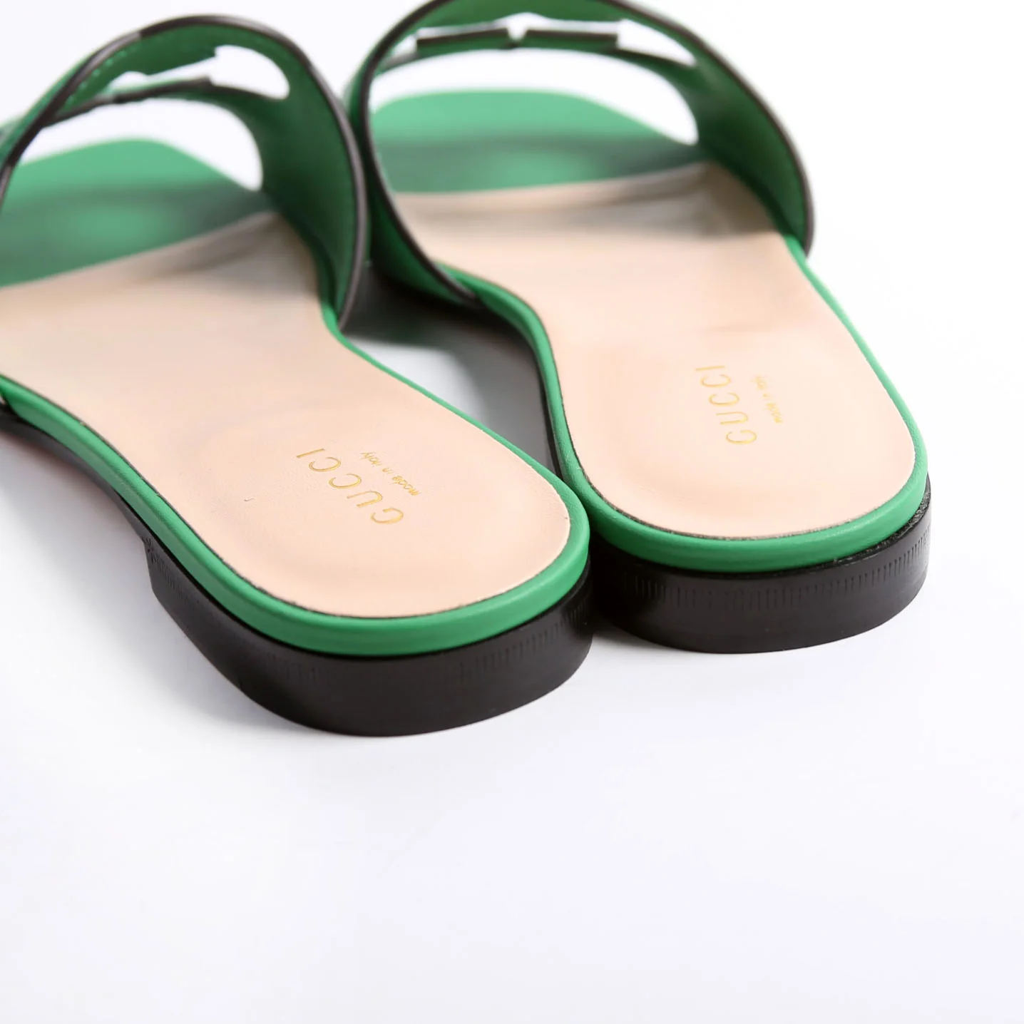 Interlocking G Leather Slide Sandals Size 37.5 - Image 10