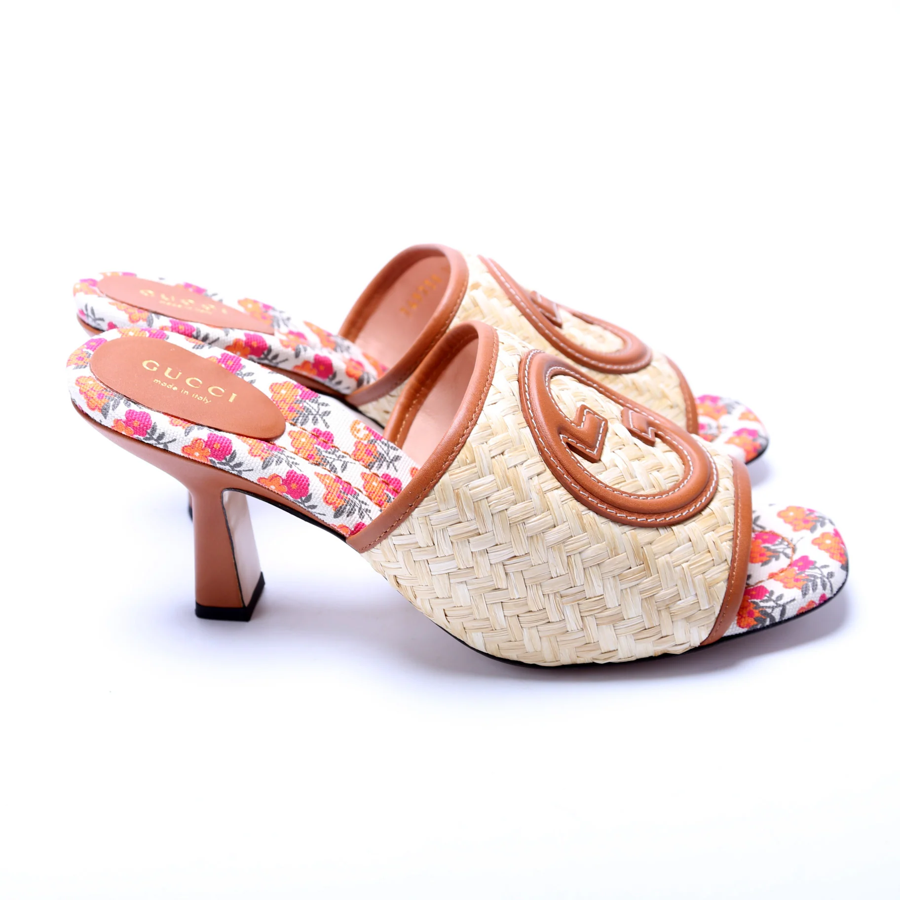 Interlocking G Raffia Sandal Heels Size 39.5 - Image 3