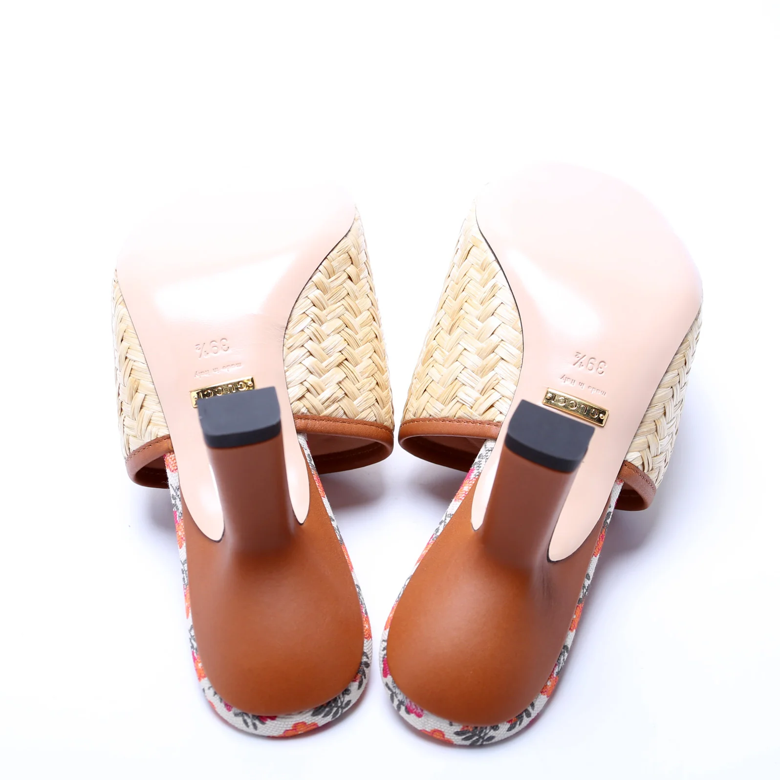 Interlocking G Raffia Sandal Heels Size 39.5 - Image 7