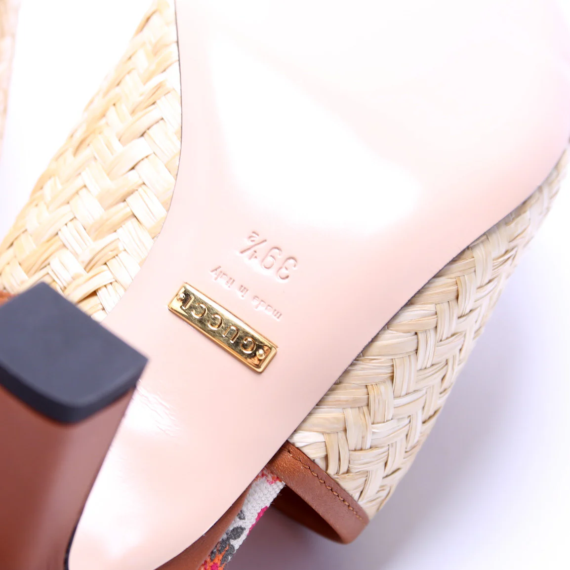 Interlocking G Raffia Sandal Heels Size 39.5 - Image 8
