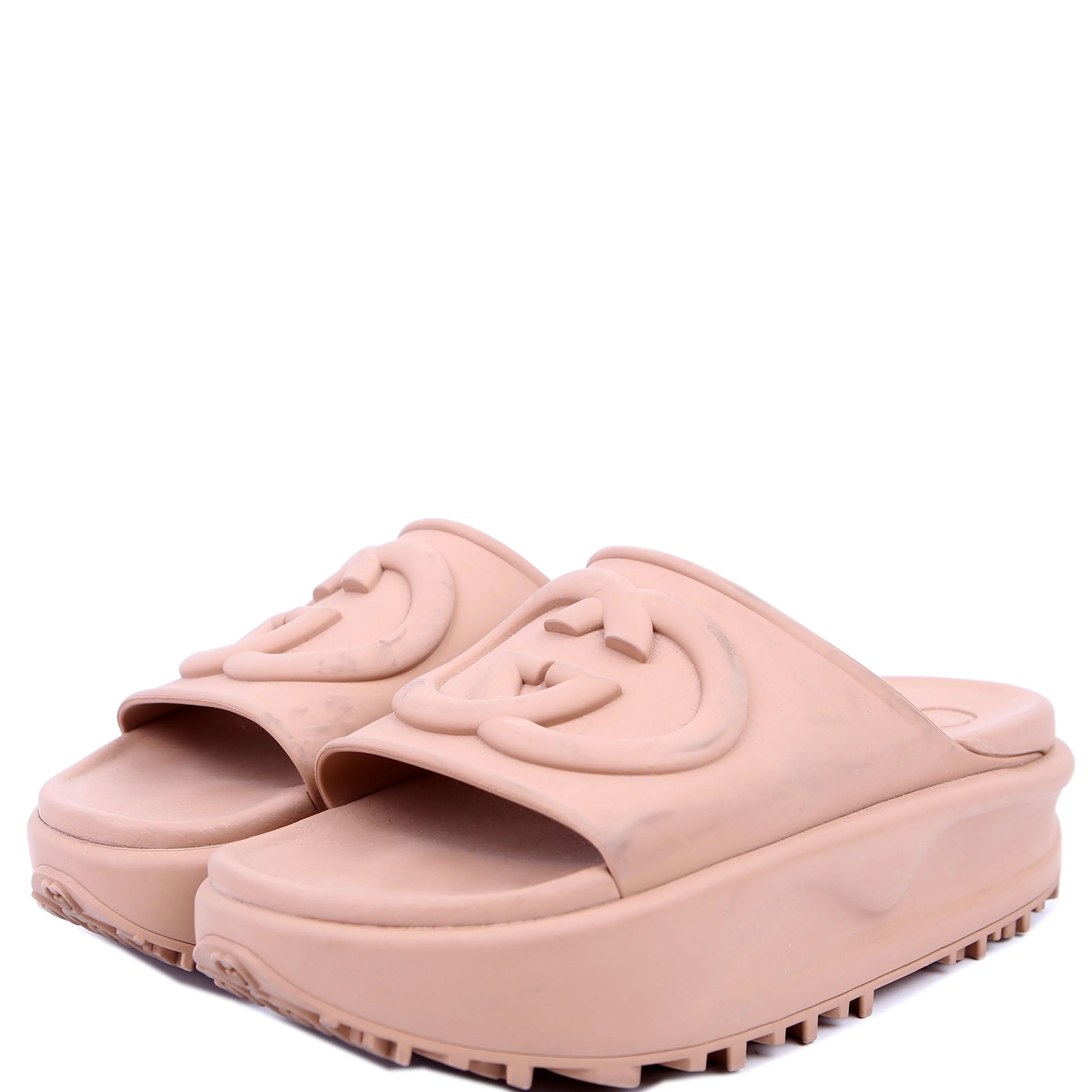Interlocking GG Rubber Slides Size 36 Tan