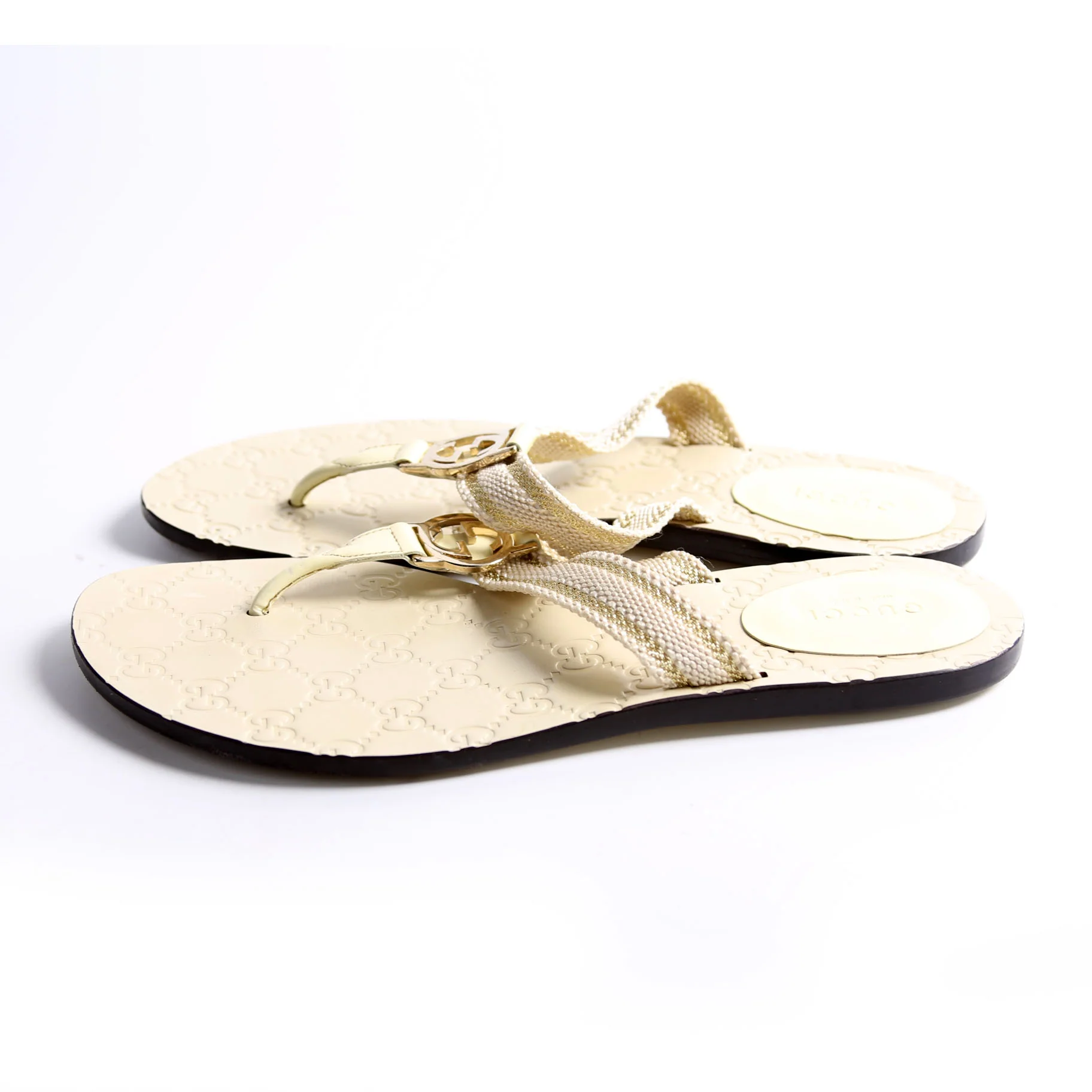 Interlocking GG Web T-Strap Sandal Size 38 - Image 3