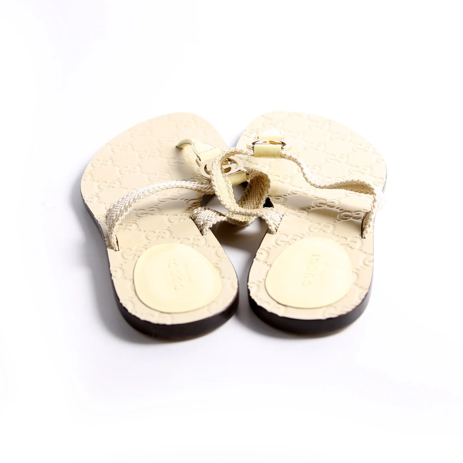 Interlocking GG Web T-Strap Sandal Size 38 - Image 4