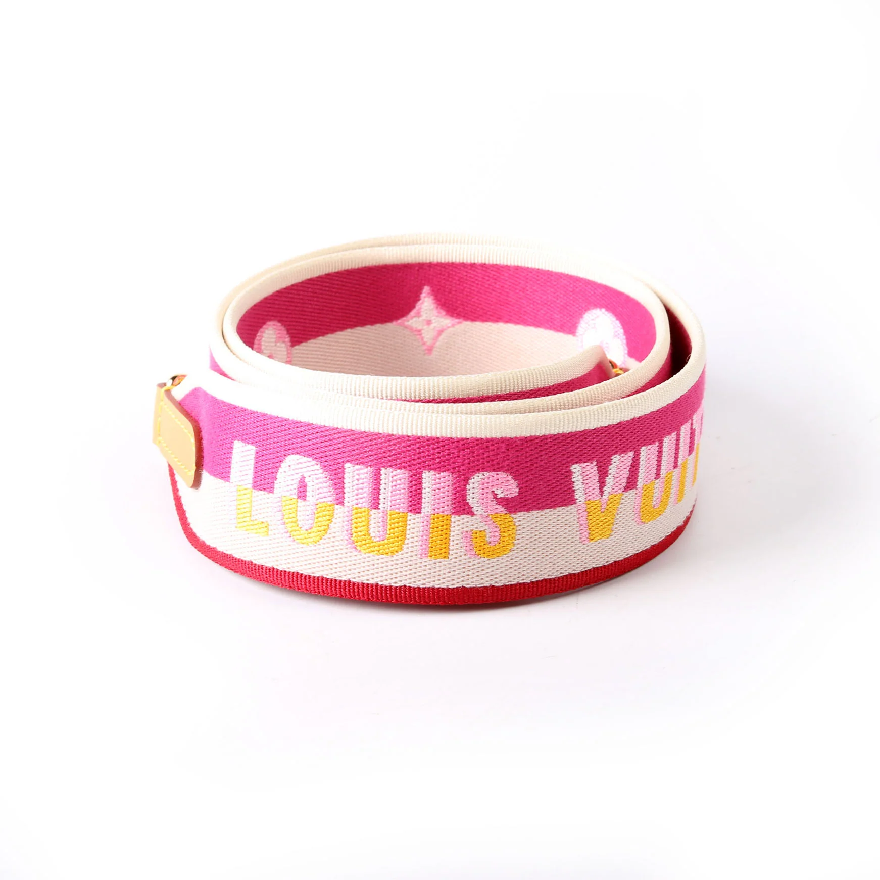 Jacquard Logo Shoulder 4MM Strap Pink/Beige - Image 2