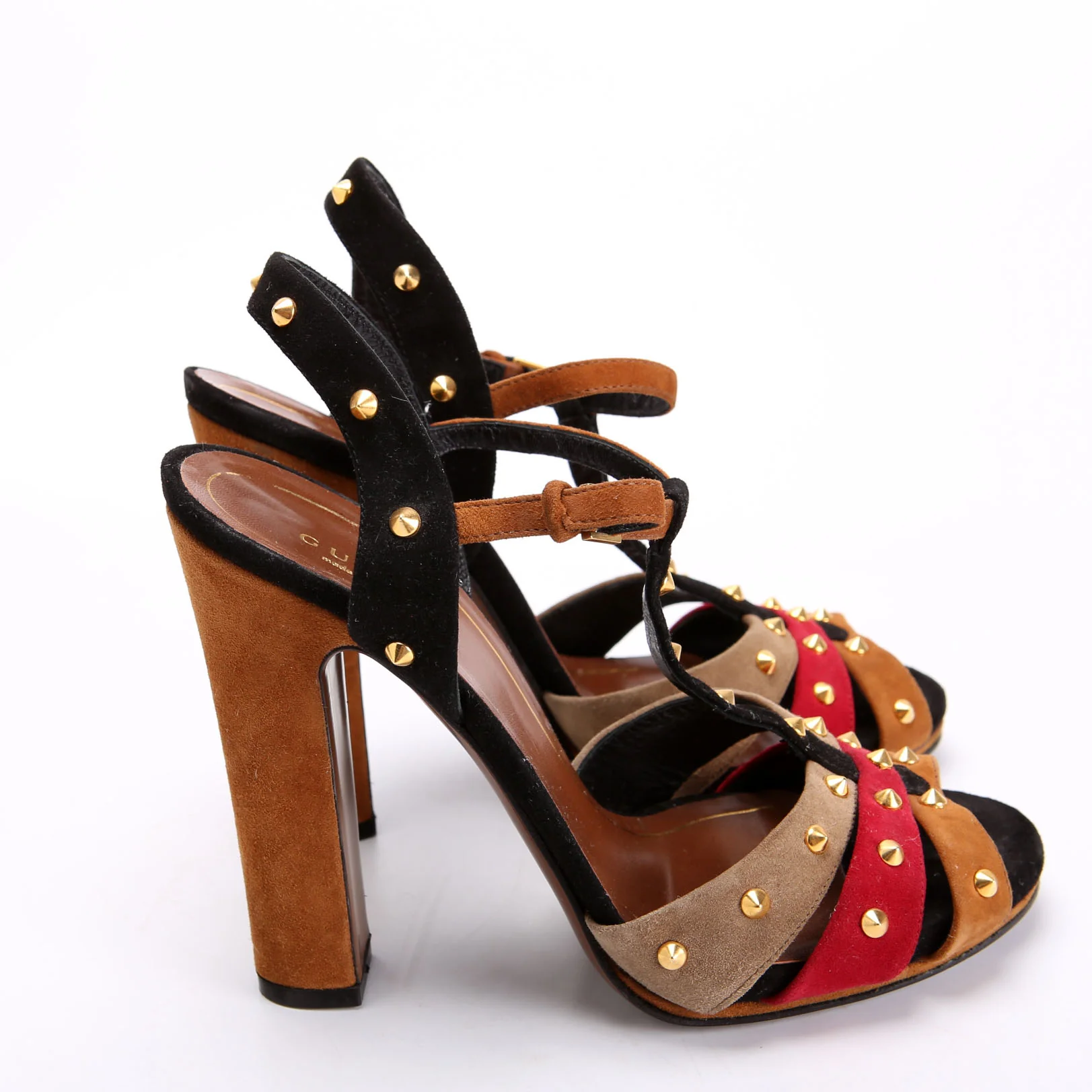 Jacquelyne Studded Suede Block Heels Size 38 - Image 3