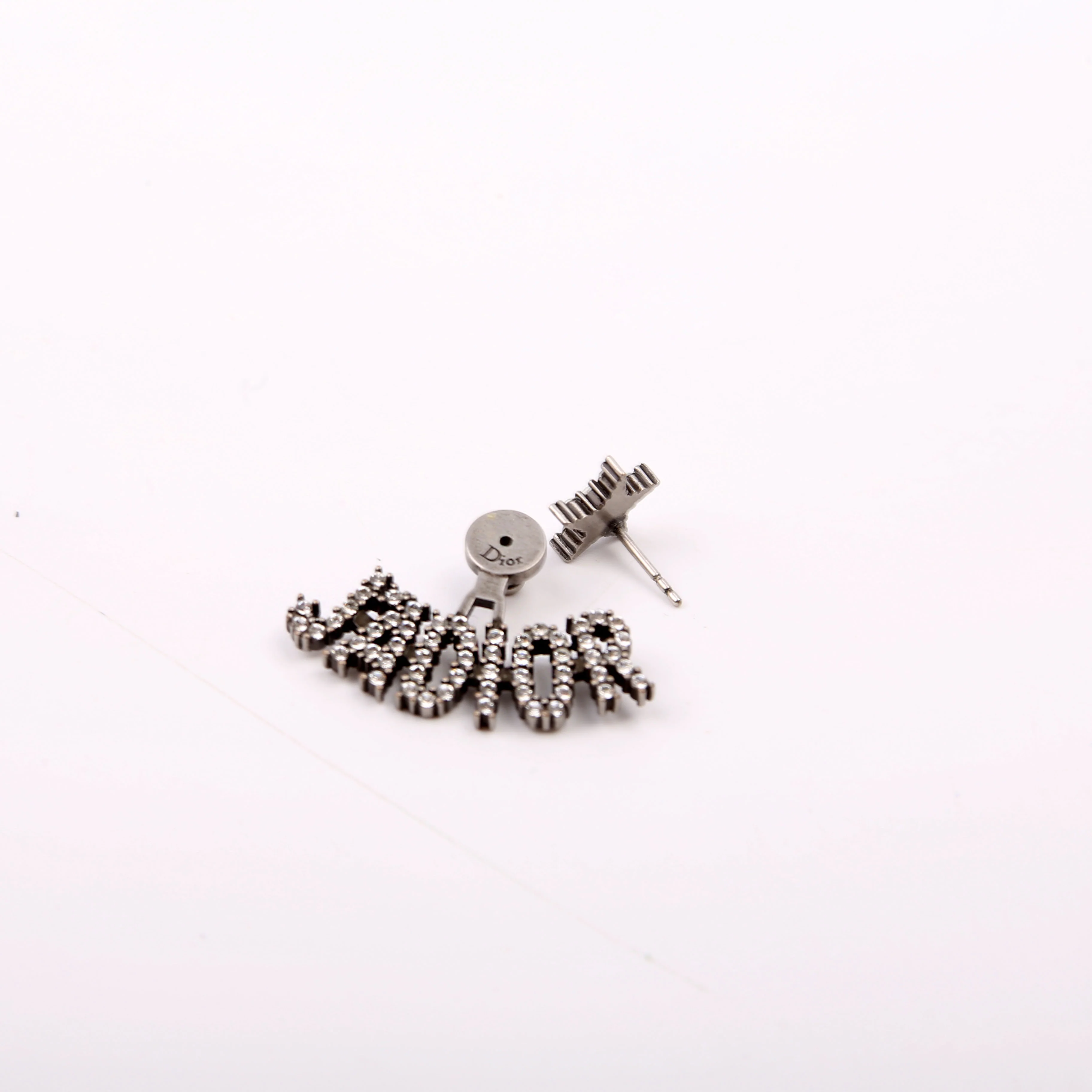 J'Adior Crystal Single Stud Earrings Gunmetal - Image 3
