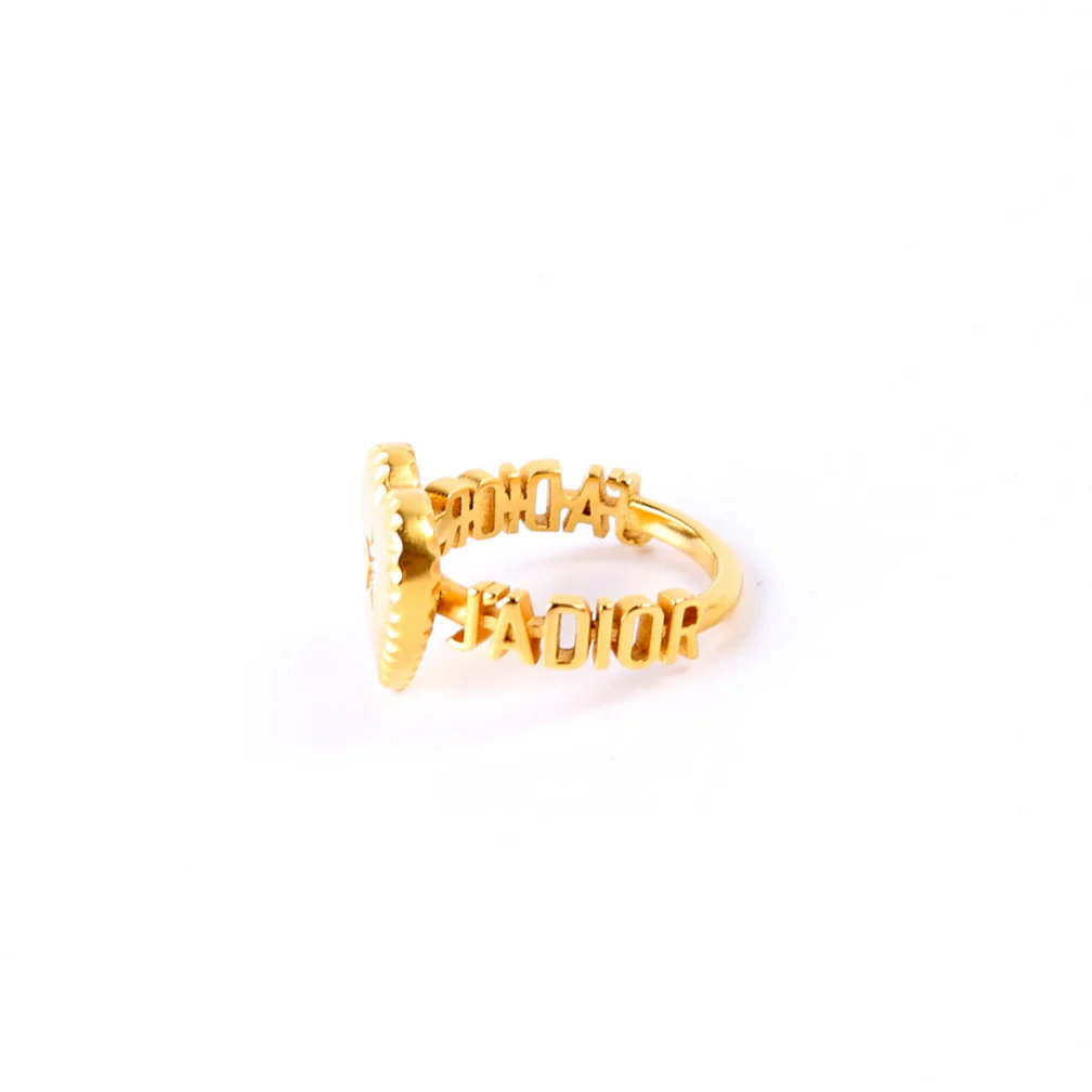 J'adior Crystal Star Heart Ring Size M Gold - Image 2