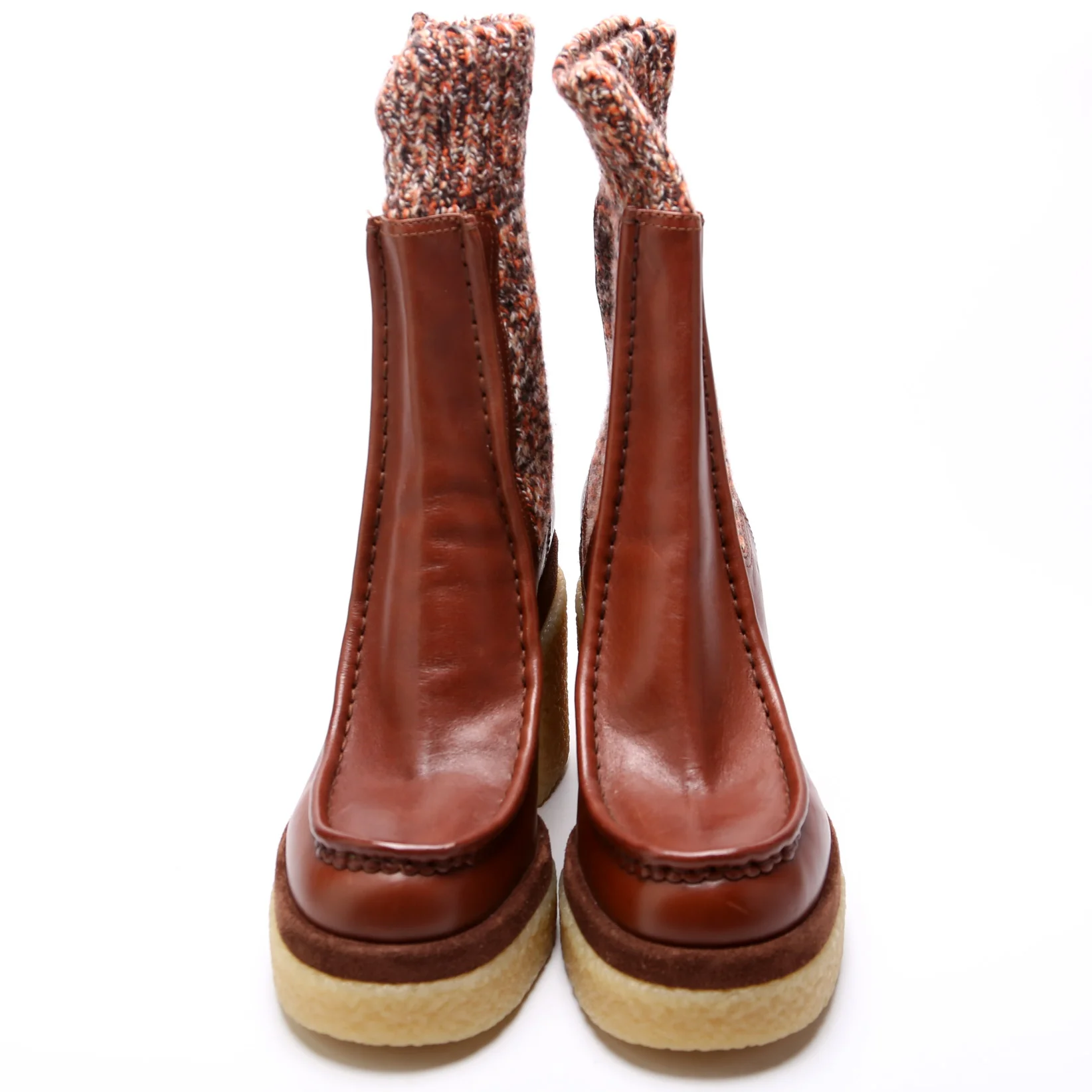 Jamie Chelsea Leather/Knit Platform Boots Size 41 - Image 2
