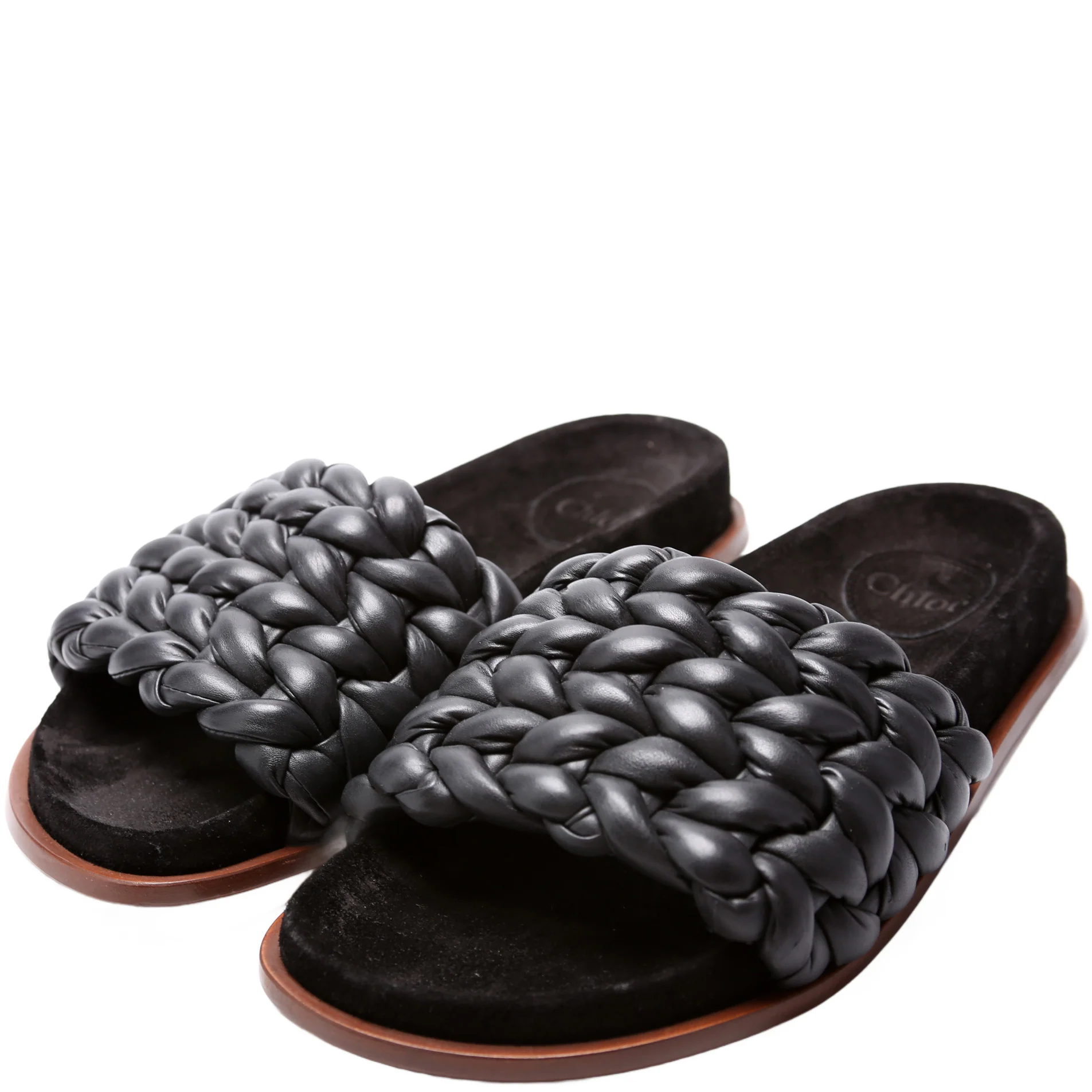 Kacey Braided Leather Slides Size 38