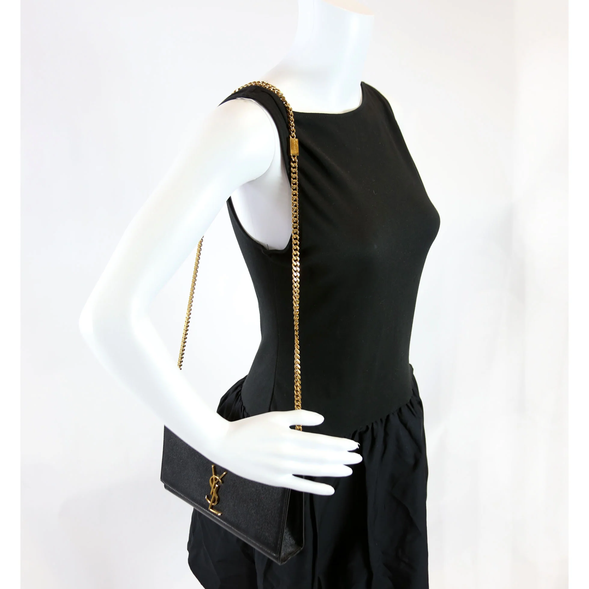 Kate Satchel Grain Medium 364021 Black/Gold - Image 15