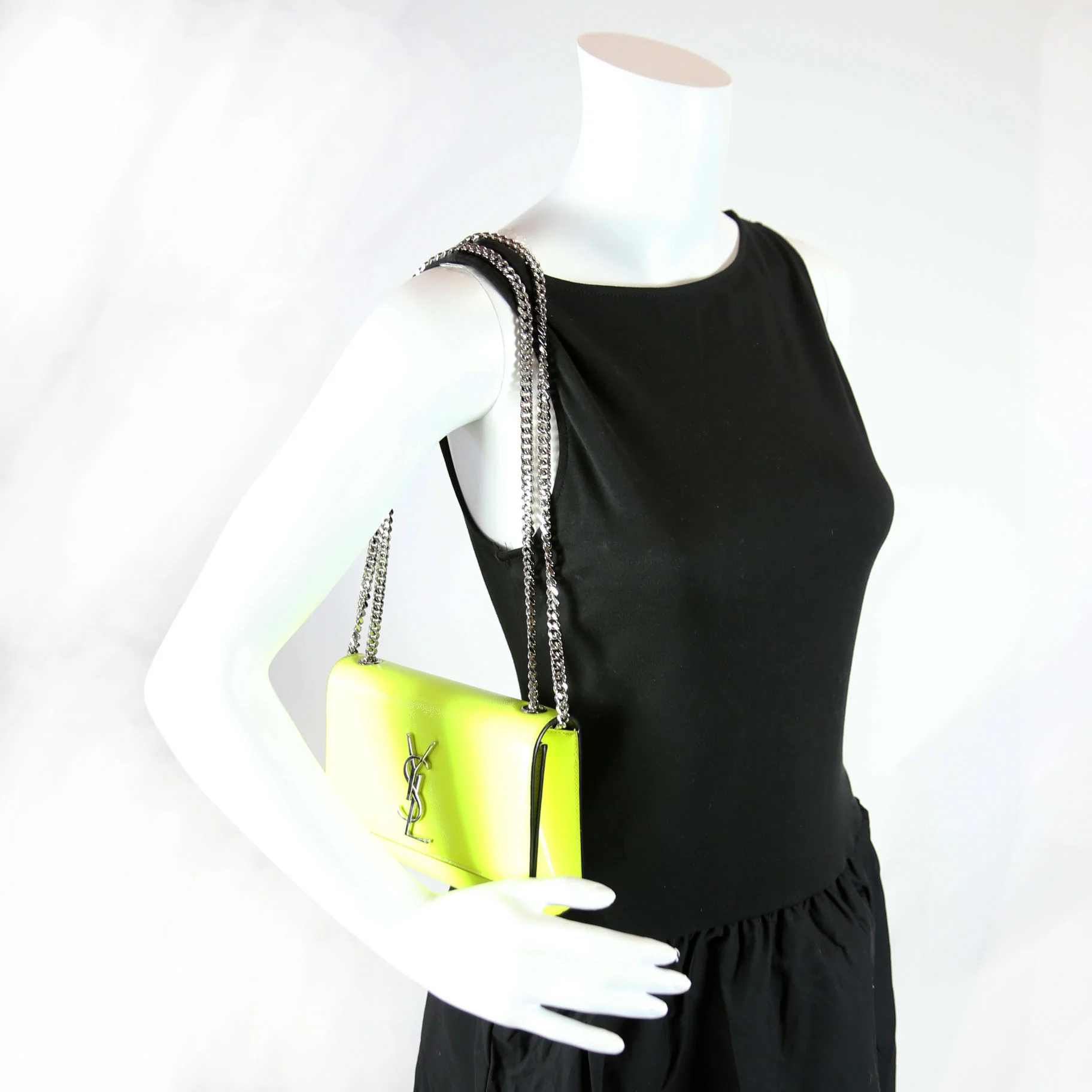 Kate Satchel Grain Small 354121/469390 Neon Yellow - Image 15