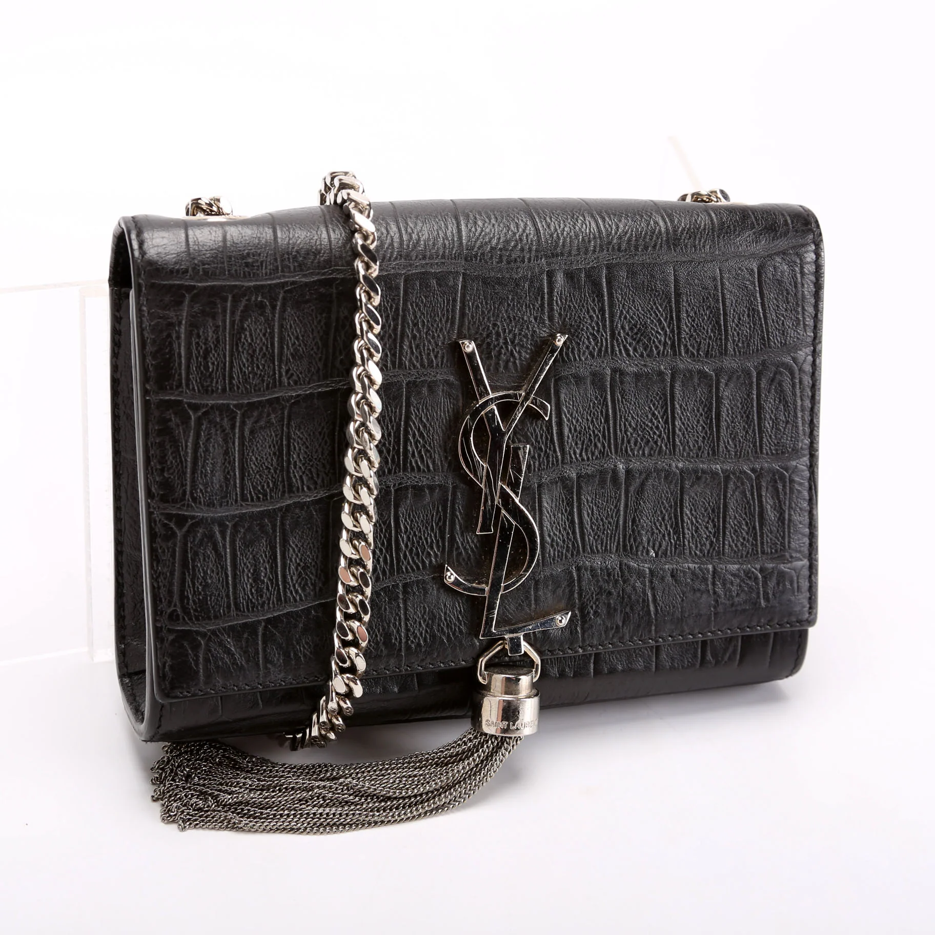 Kate Tassel Crocodile Embossed Small 354120 Black - Image 2