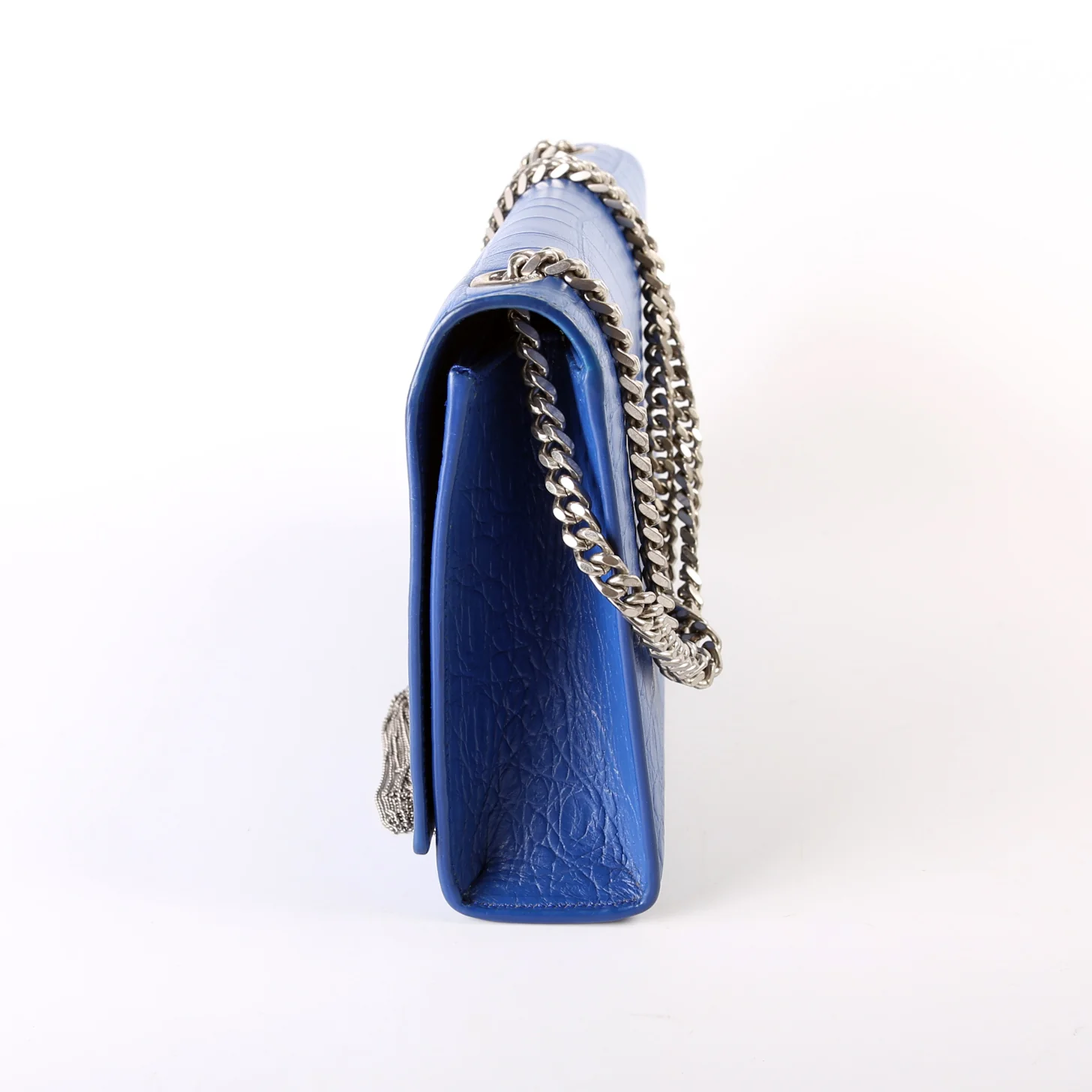 Kate Tassel Satchel Medium Croc Embossed 354119 Blue - Image 4