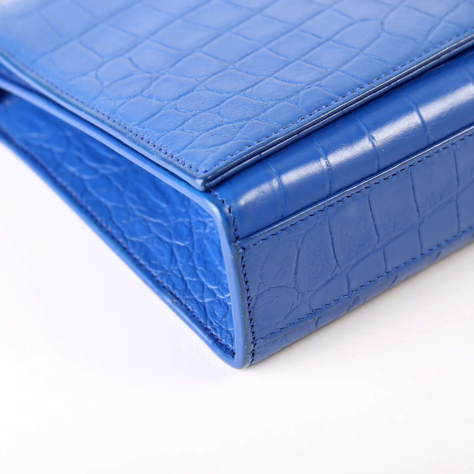 Kate Tassel Satchel Medium Croc Embossed 354119 Blue - Image 6