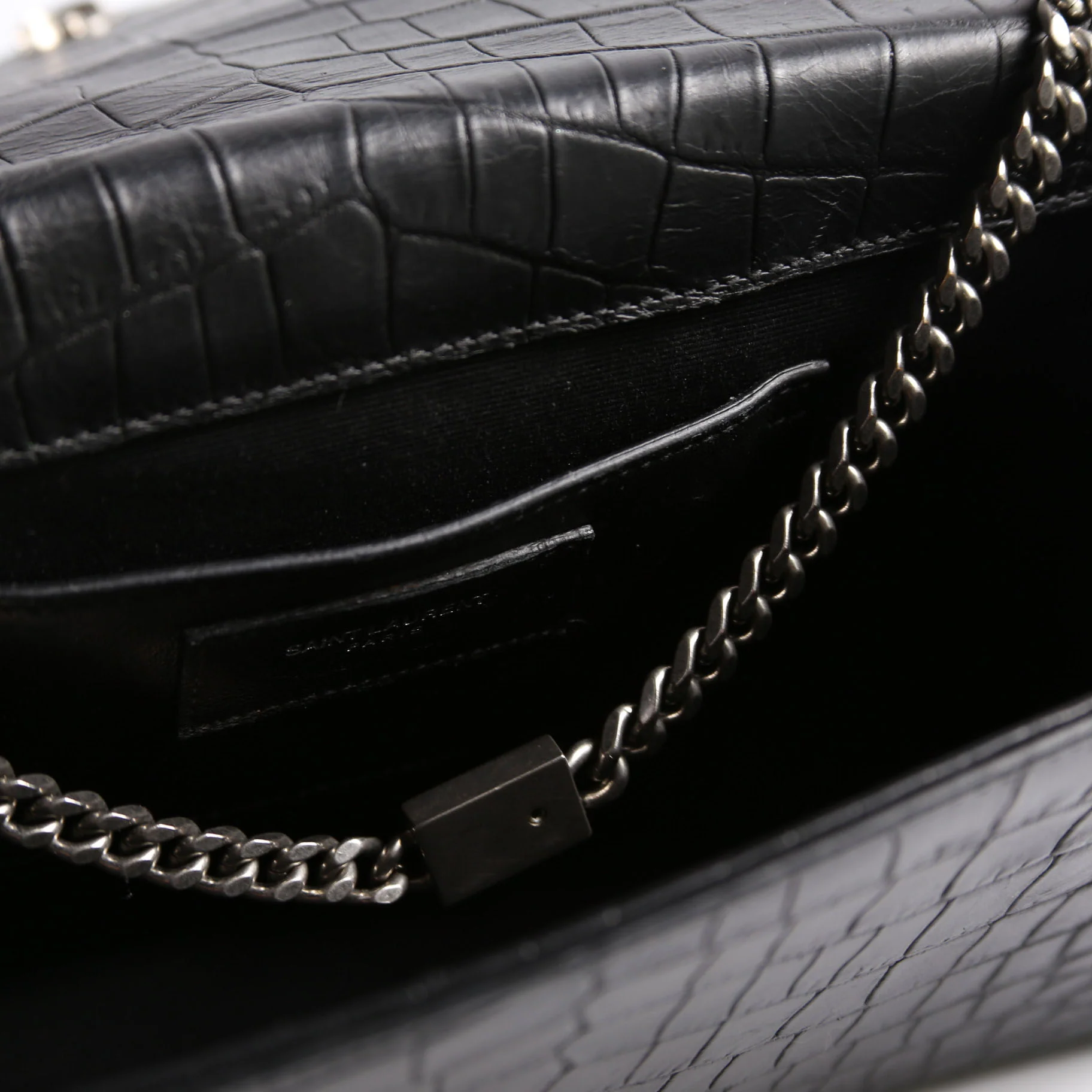 Kate Tassel Satchel Medium Crocodile Embossed 352119 Black - Image 8