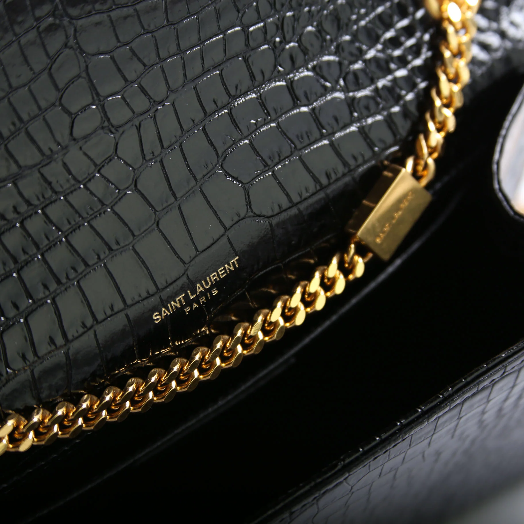 Kate Tassel Satchel Medium Crocodile Embossed 354119 Black - Image 7