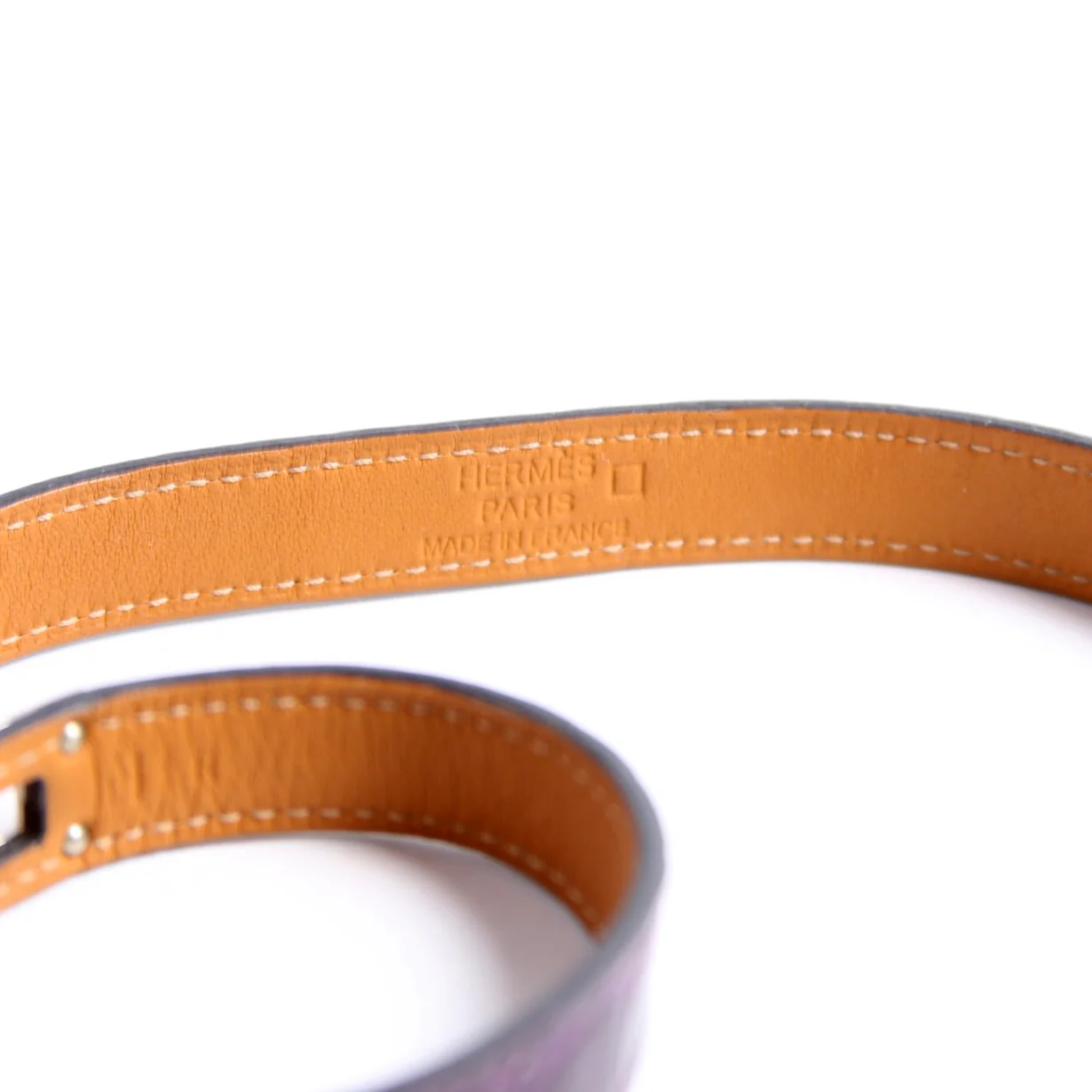 Kelly Double Tour Alligator Leather Bracelet Purple/Silver - Image 4
