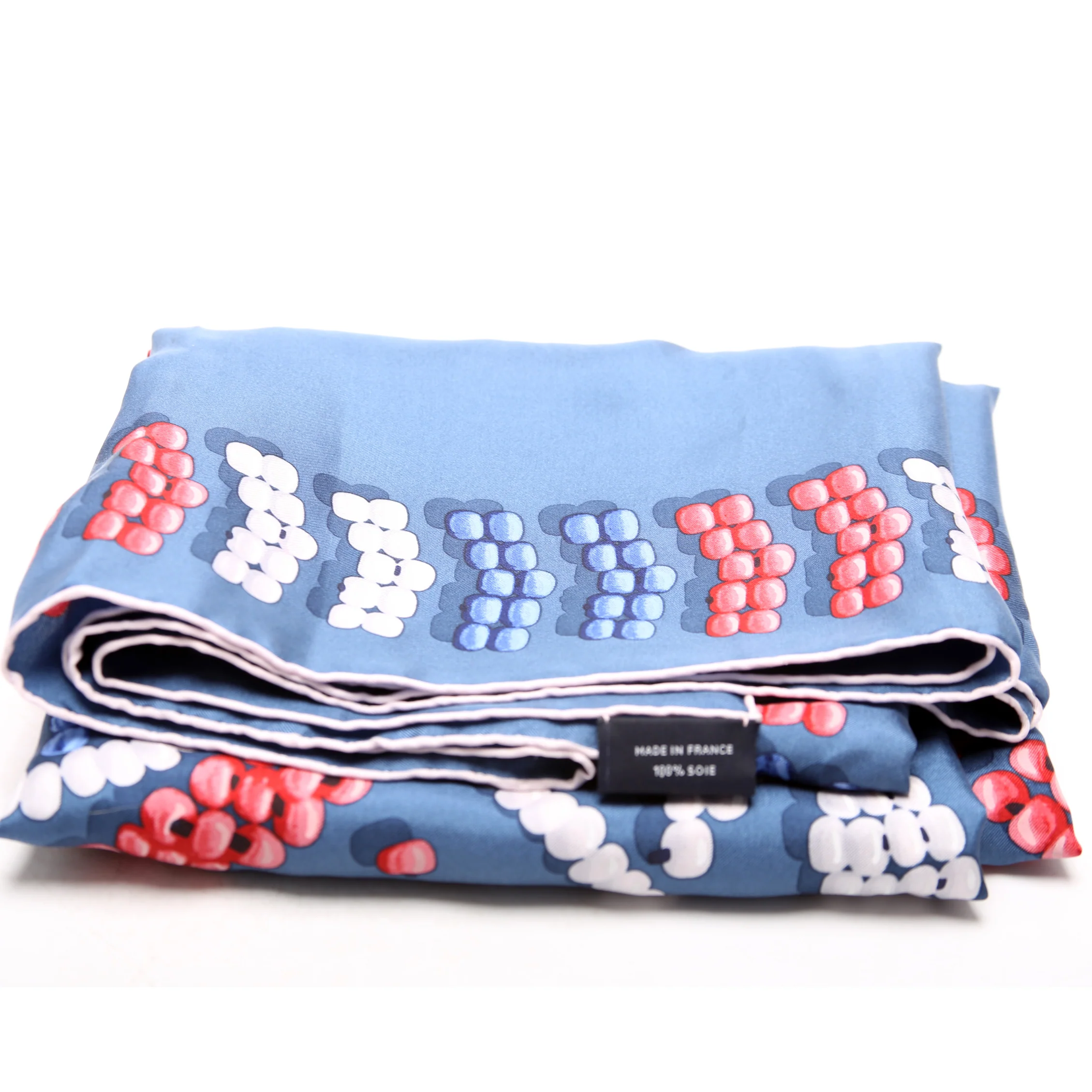 Kelly En Perles 140 Silk Scarf Blue - Image 3