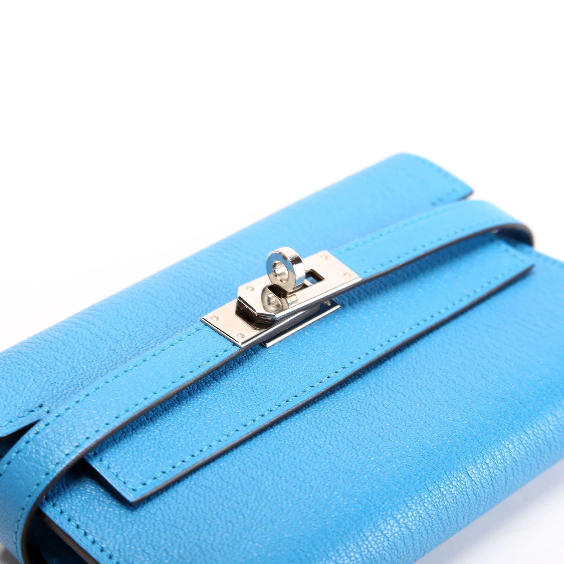 Kelly Medium Wallet Chevre Leather Blue - Image 6