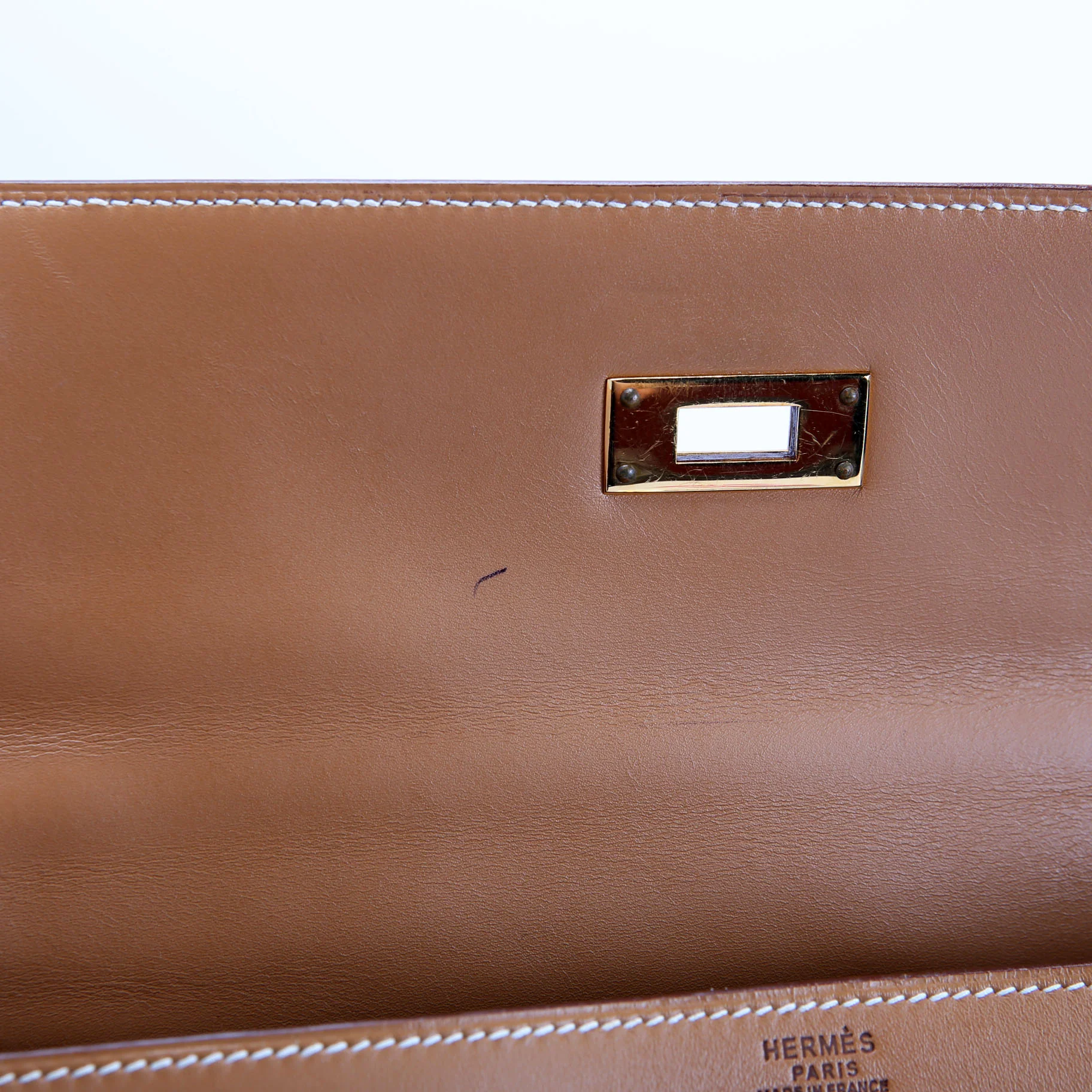 Kelly Retourne 32 Chamonix Leather 1993 Tan/Gold - Image 15
