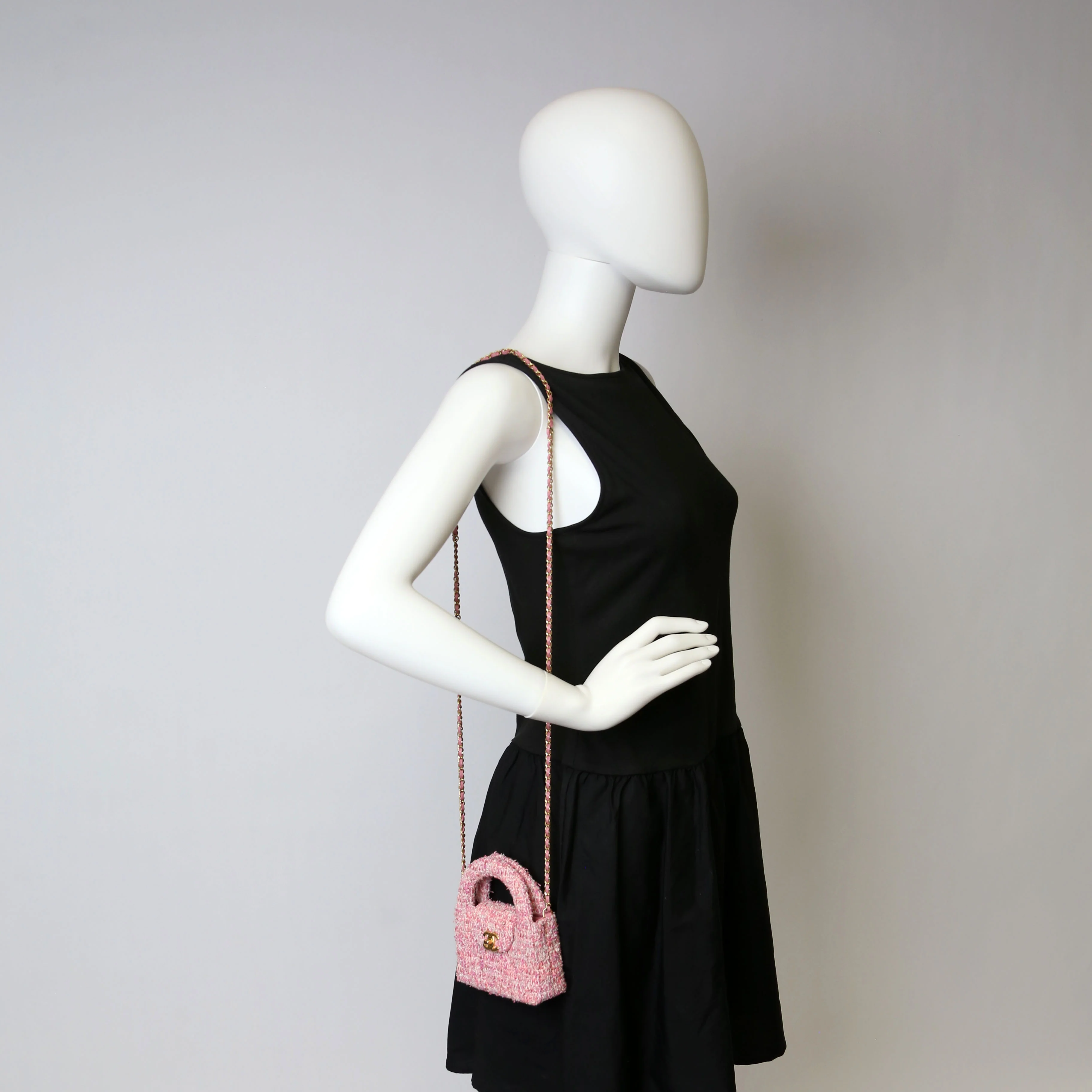 Kelly Shopper Mini Nano Tweed Pink - Image 15