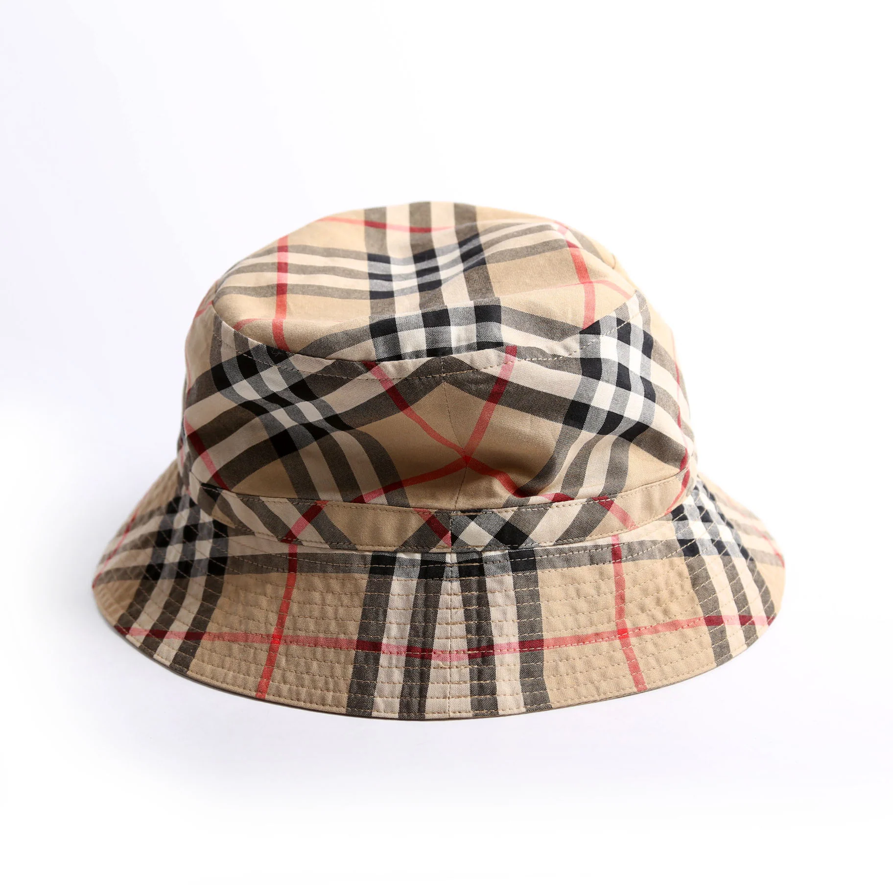 Kids Check Bucket Hat Size Large Beige - Image 2