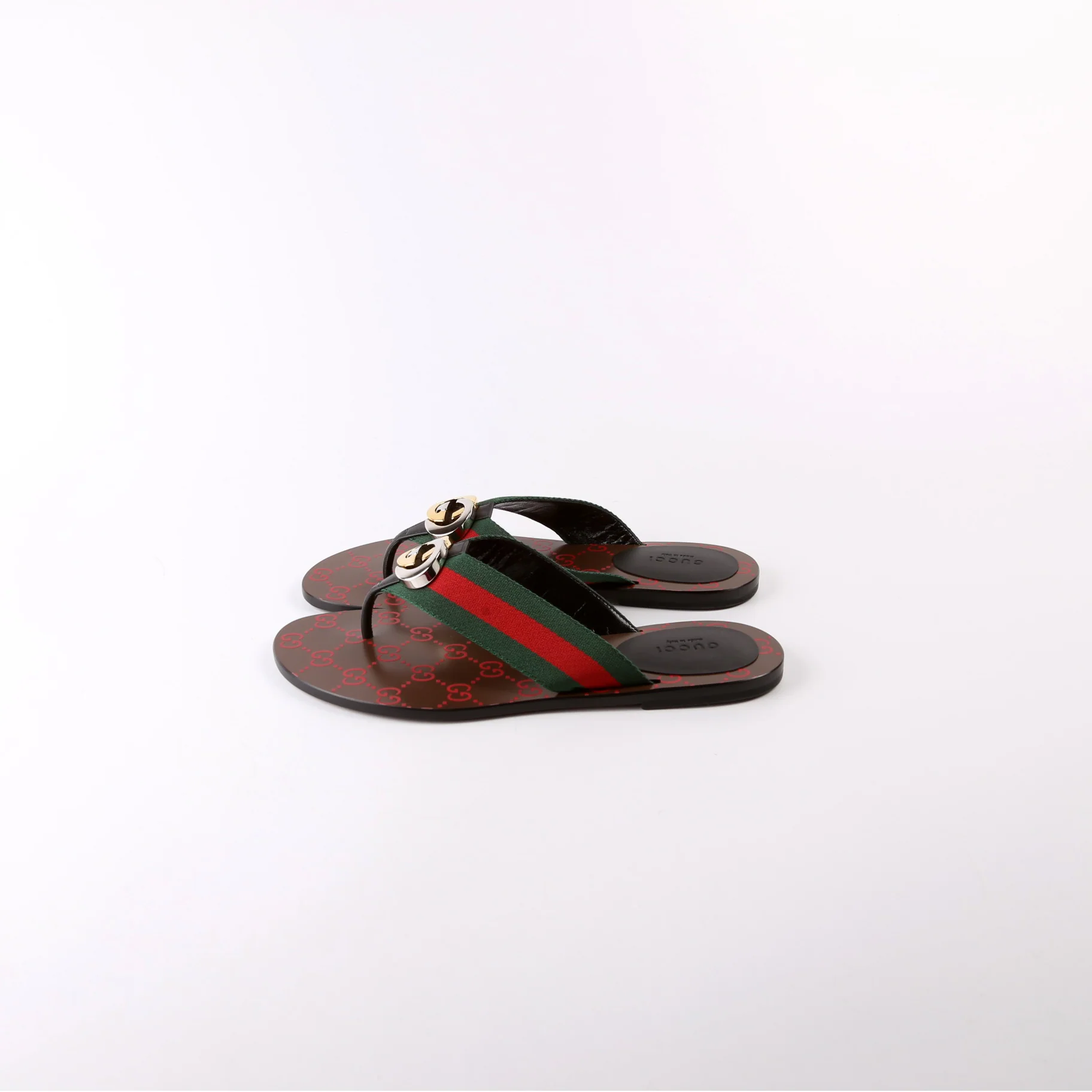 Kika GG Web Sandals Size 38 Red/Green - Image 3