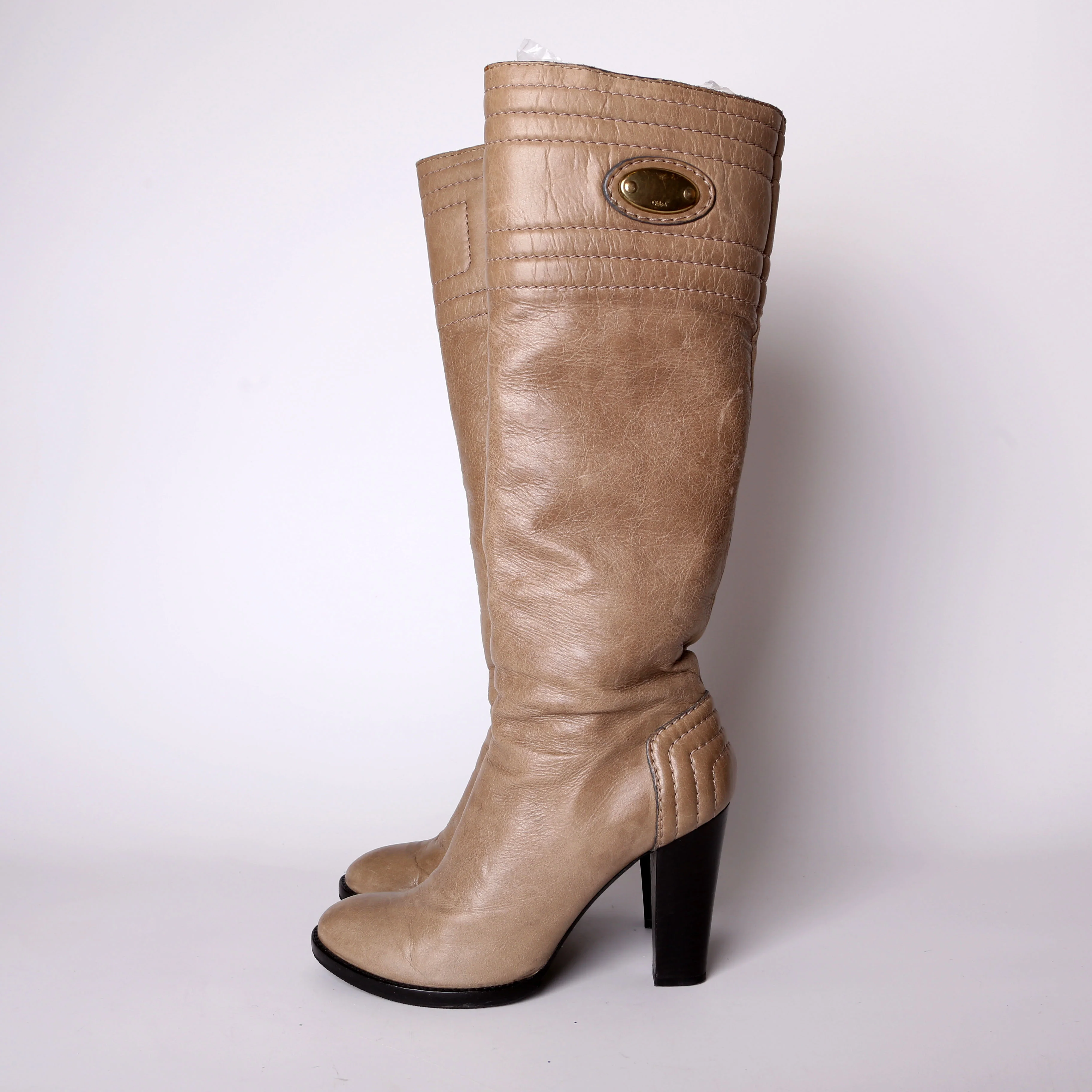 Knee High Leather Boots Size 38.5 Brown - Image 3
