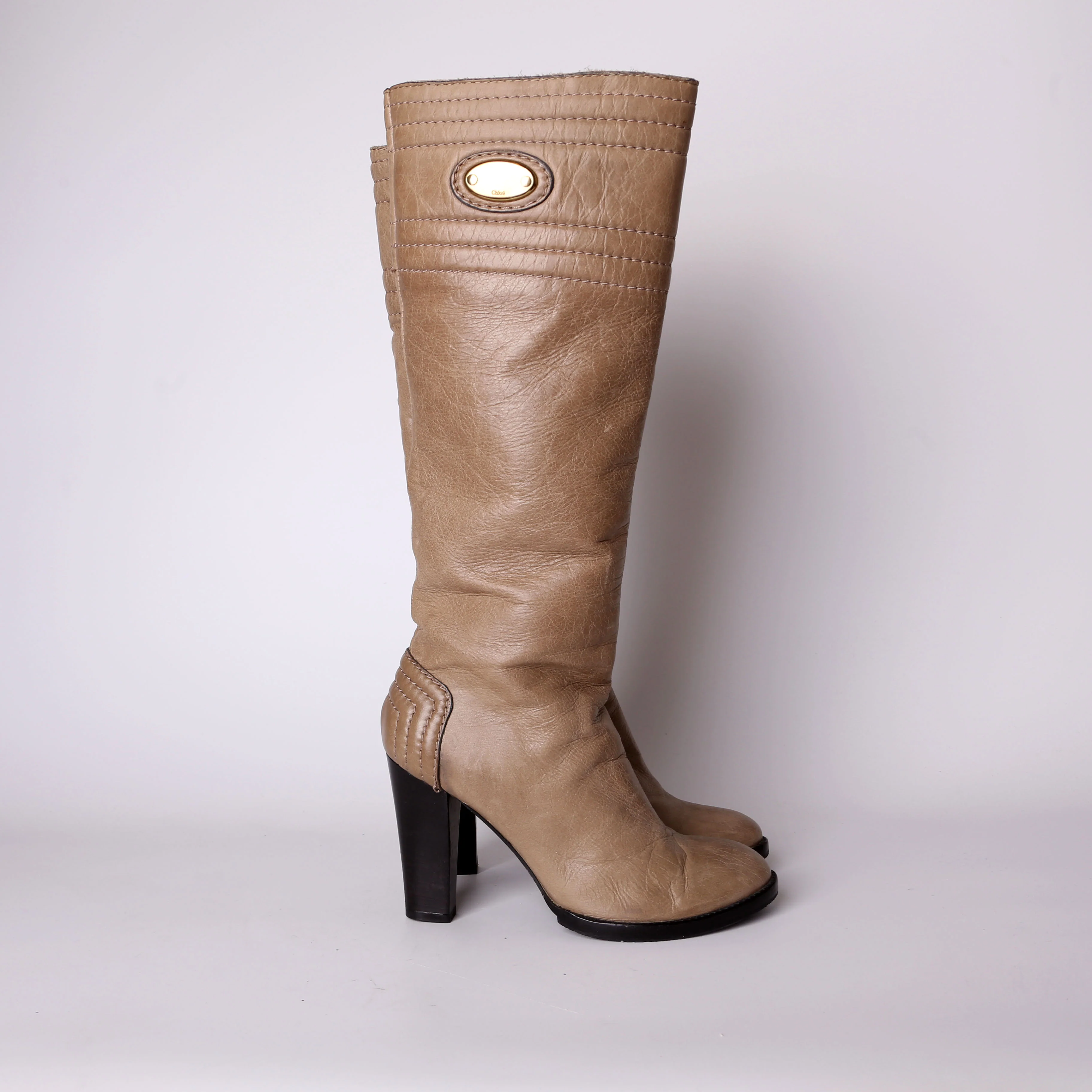 Knee High Leather Boots Size 38.5 Brown - Image 5