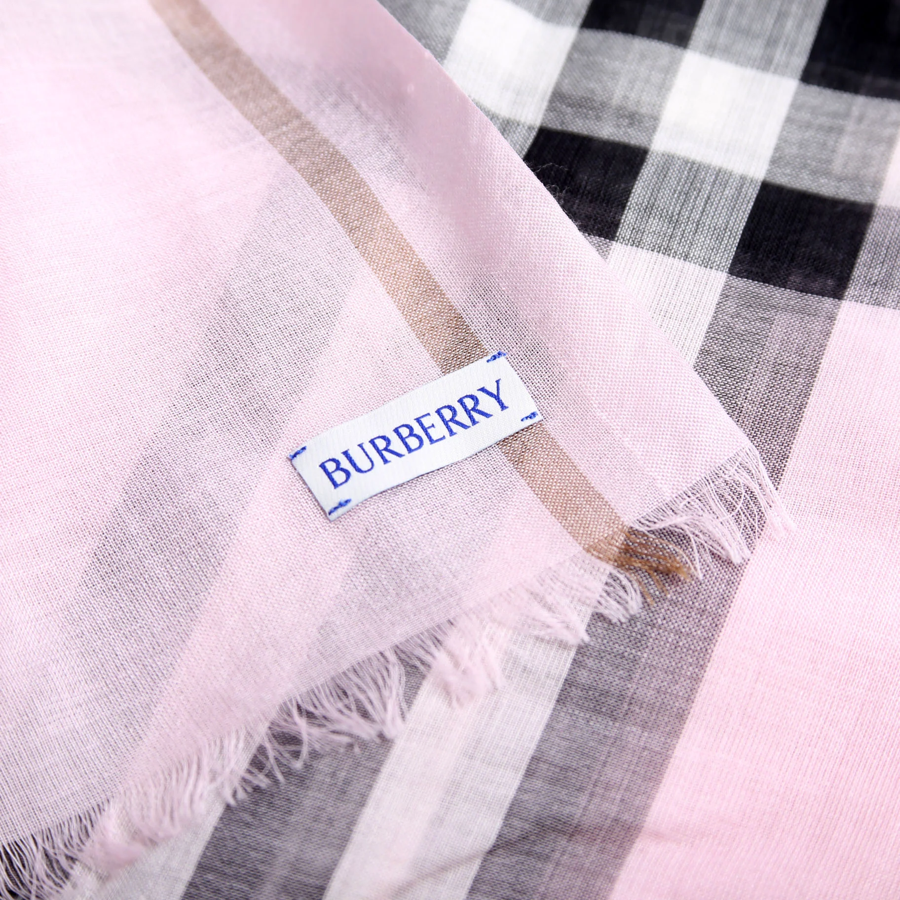 Knight Stamp/Check Cashmere Scarf Pink/Multicolor - Image 4