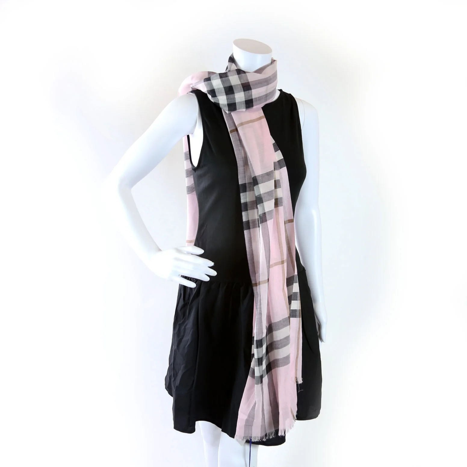 Knight Stamp/Check Cashmere Scarf Pink/Multicolor - Image 5