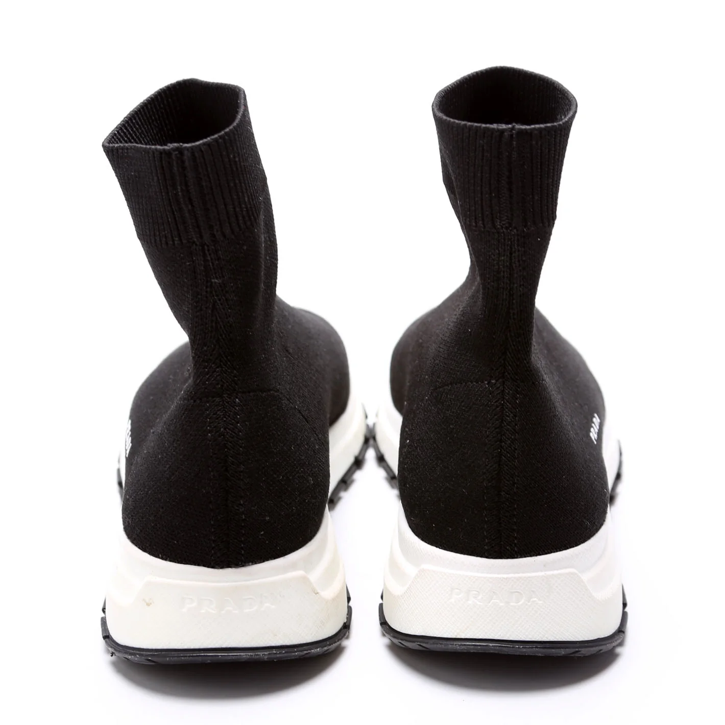 Knit Fabric Sneakers Size 37 Black - Image 4