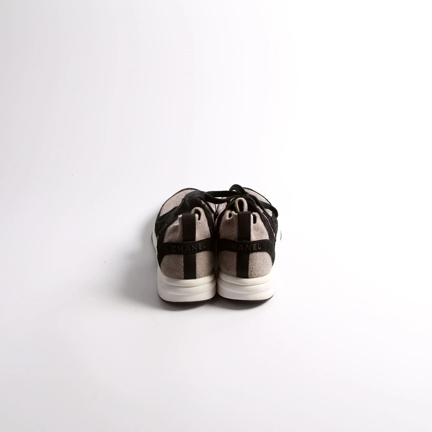 Knit Fabric Sneakers Size 38 Black/Gray - Image 4