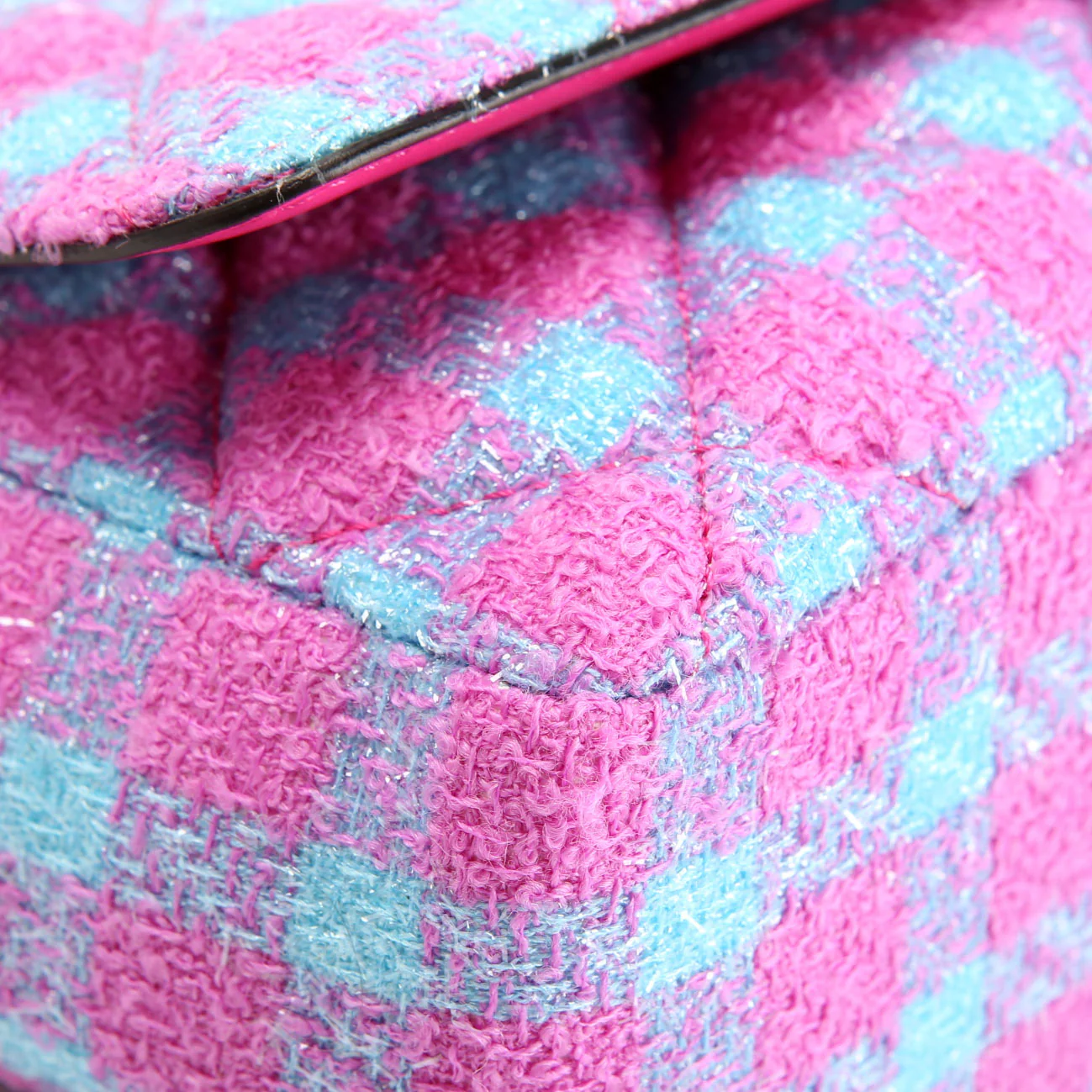 La Medusa Chain Flap Quilted Tweed Purple/Teal - Image 5