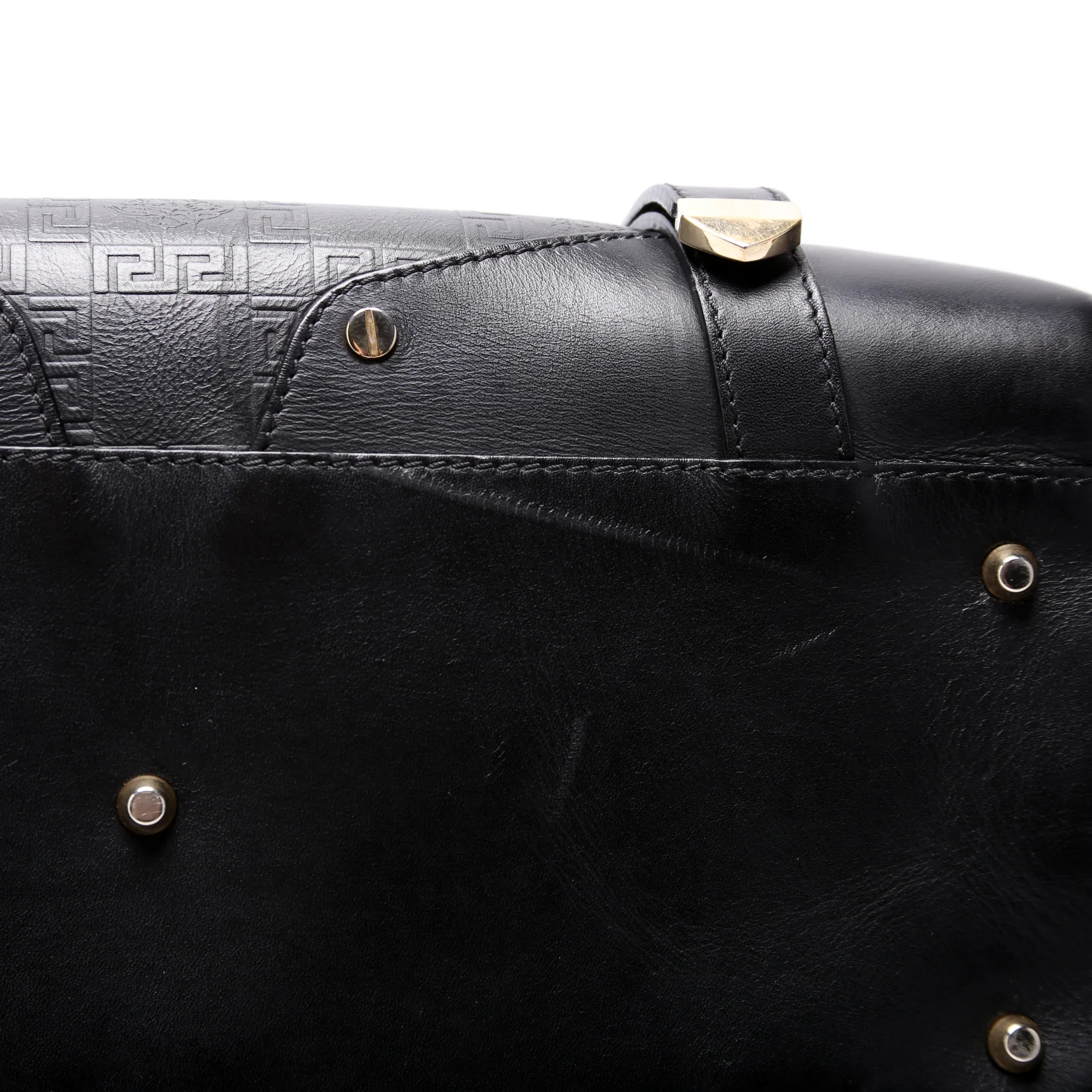 La Medusa Greca Embossed Leather Top Handle Bag - Image 5