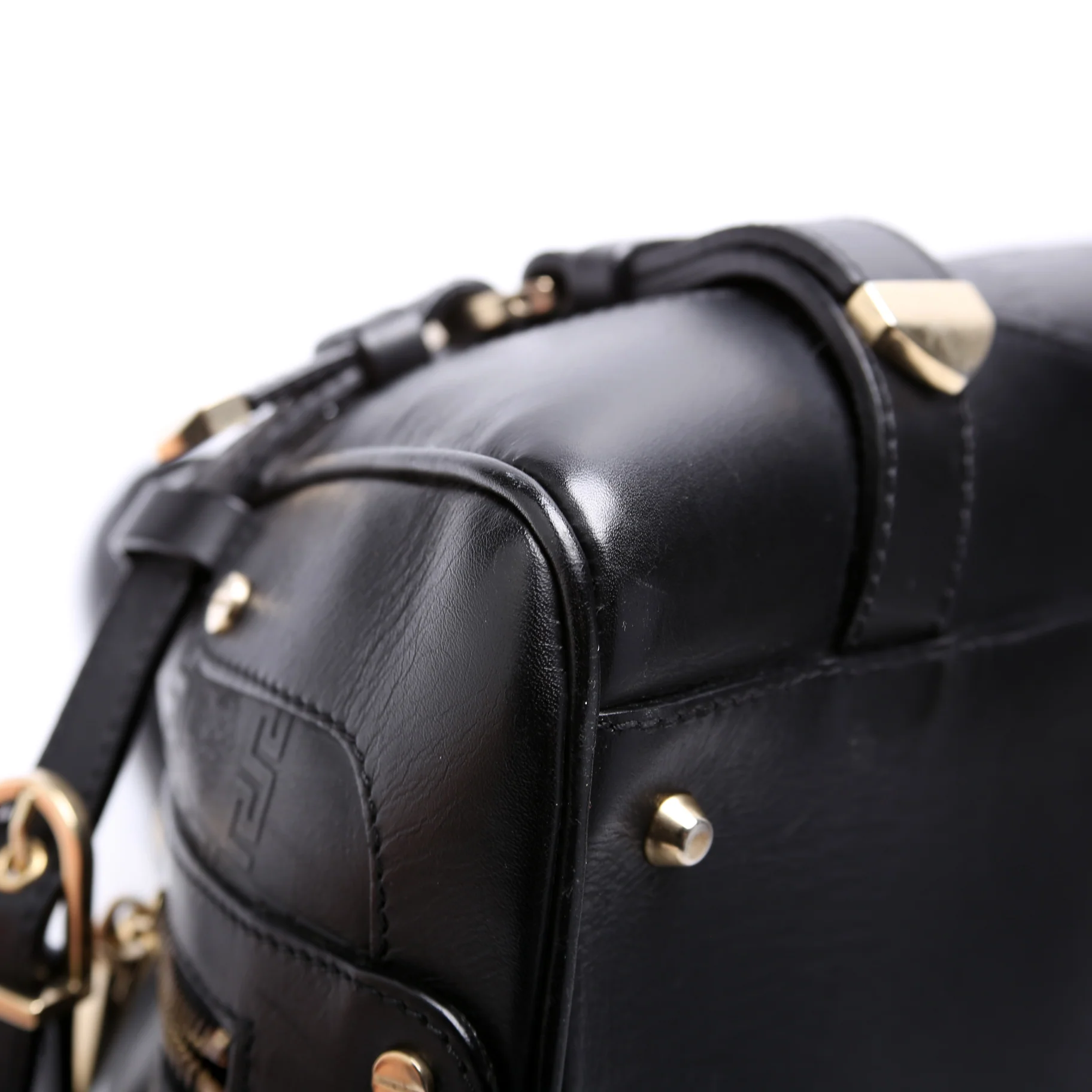 La Medusa Greca Embossed Leather Top Handle Bag - Image 6
