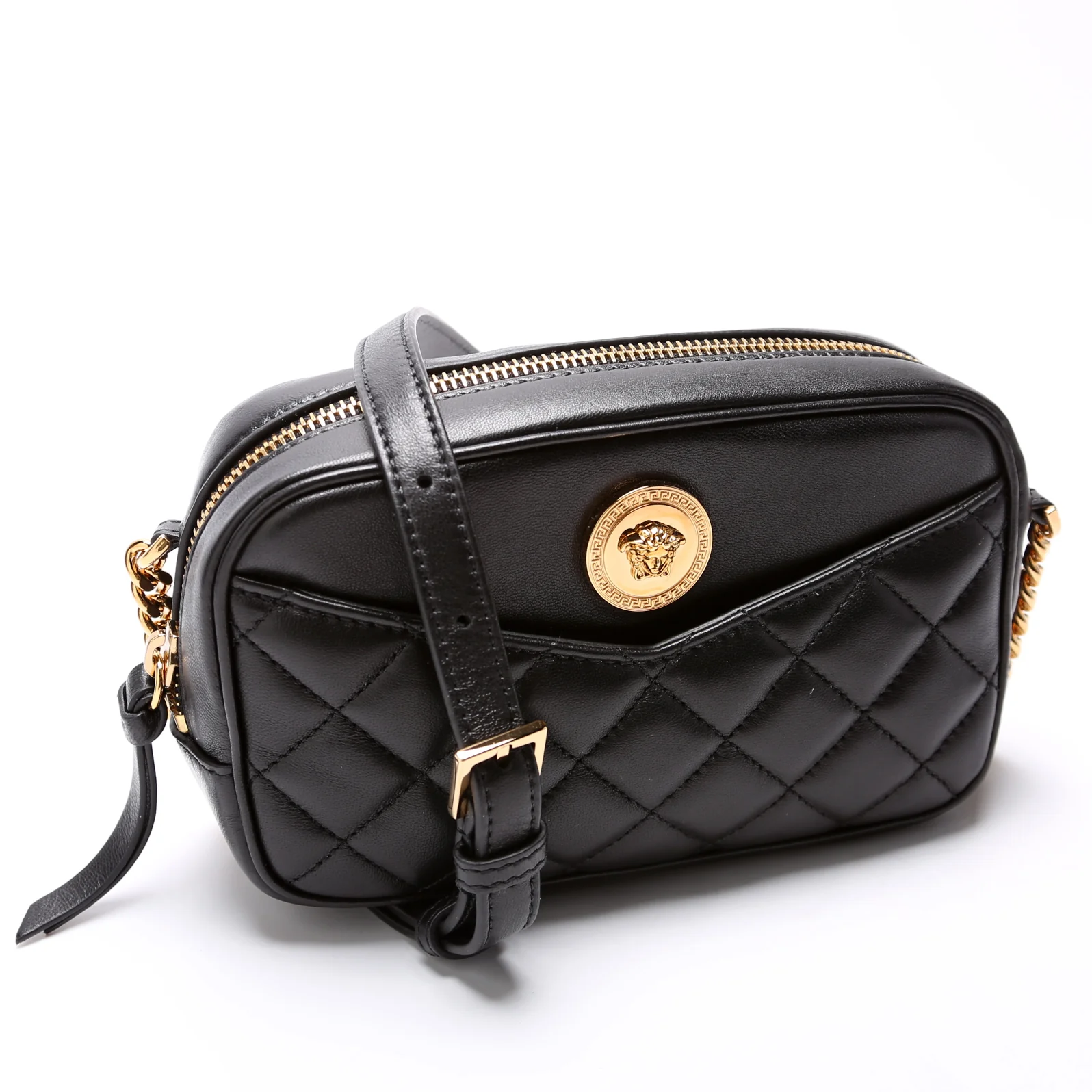 La Medusa Quilted Leather Small Camera Bag Black - Image 2